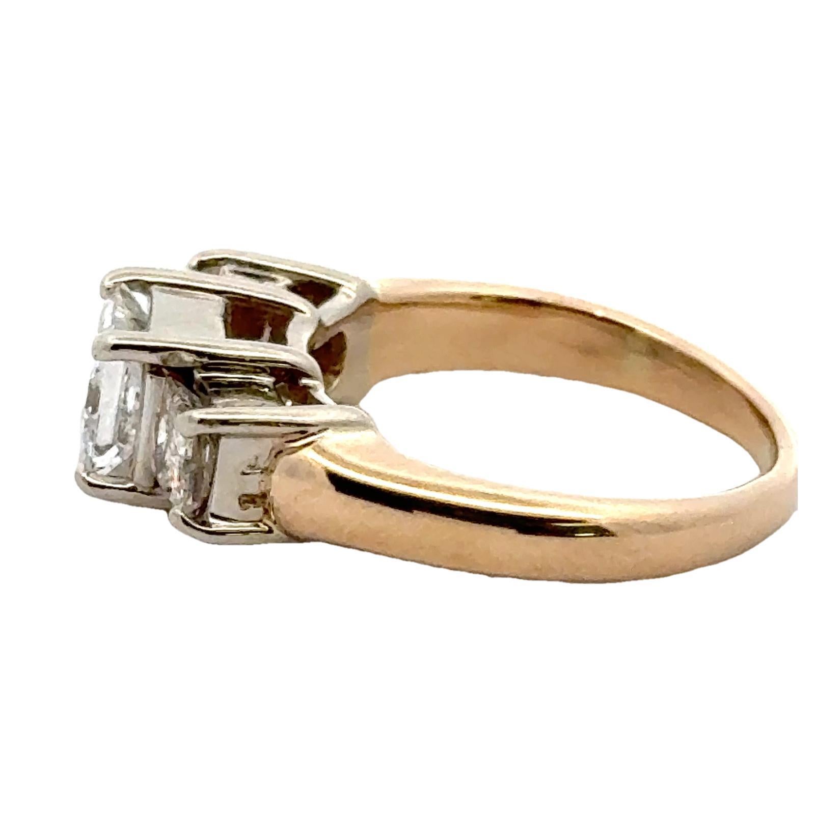 Dreifarbiger Diamantring mit Prinzessinnenschliff 14 Karat zweifarbiges Gold GIA zertifizierter Ring (Moderne)