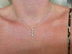 Three Princess Cut Diamond Drop Necklace in 14k White Gold