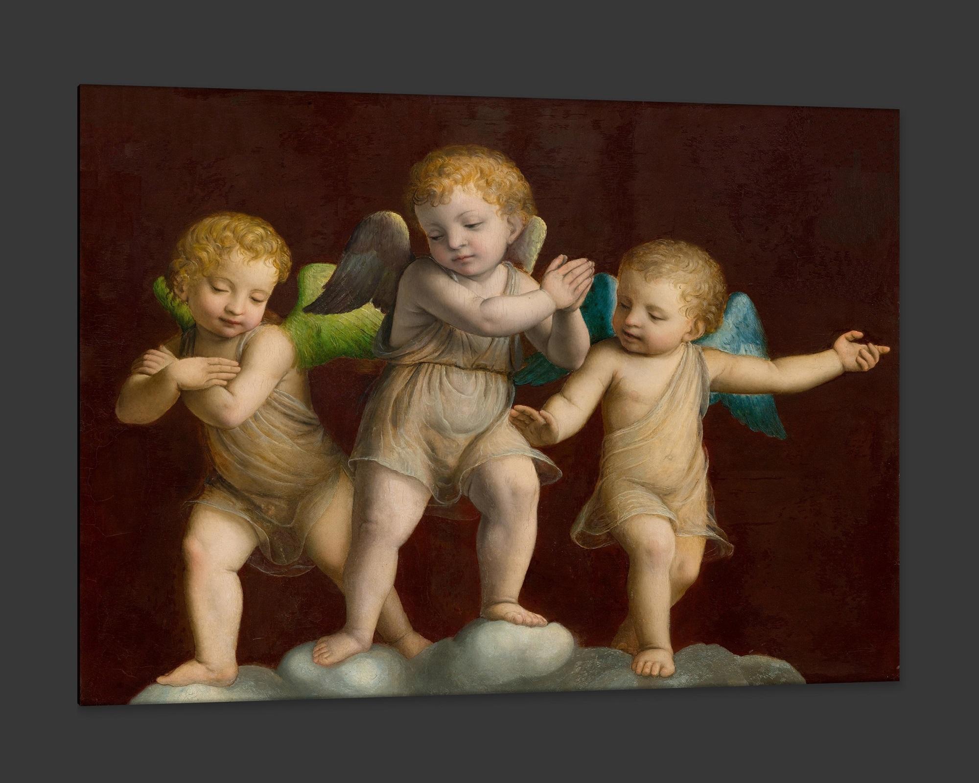 Contemporary Three Putti, after Renaissance Oil Painting by Bernardino Luini For Sale