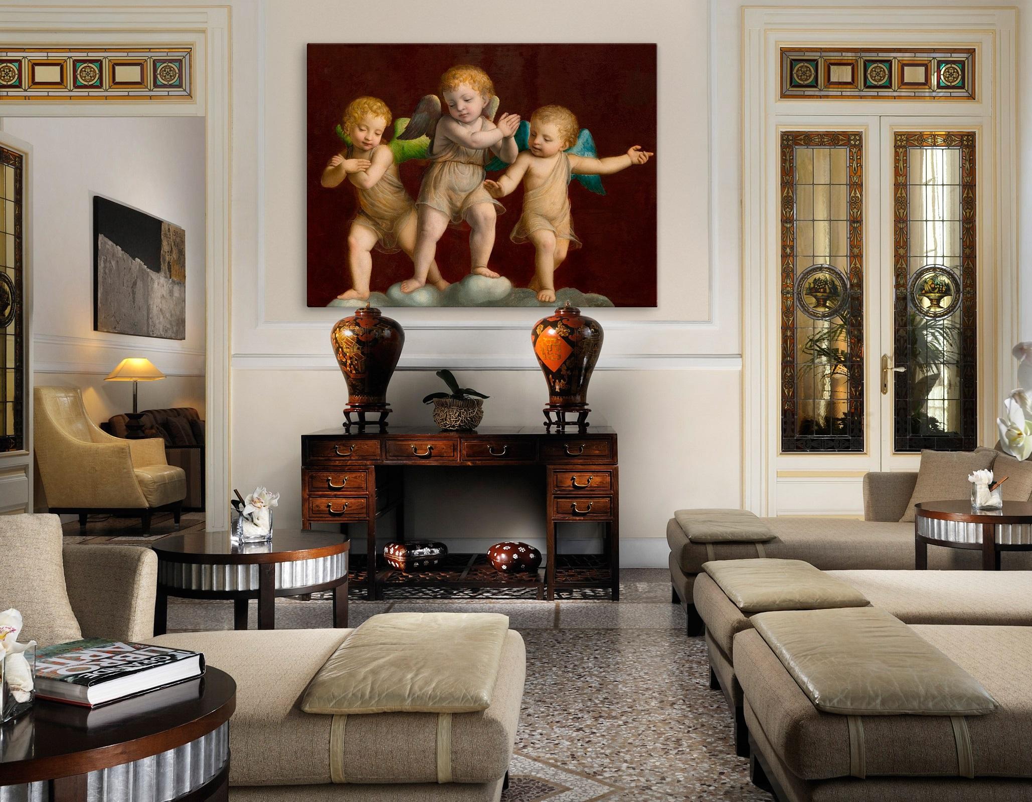 Three Putti, after Renaissance Oil Painting by Bernardino Luini For Sale 2