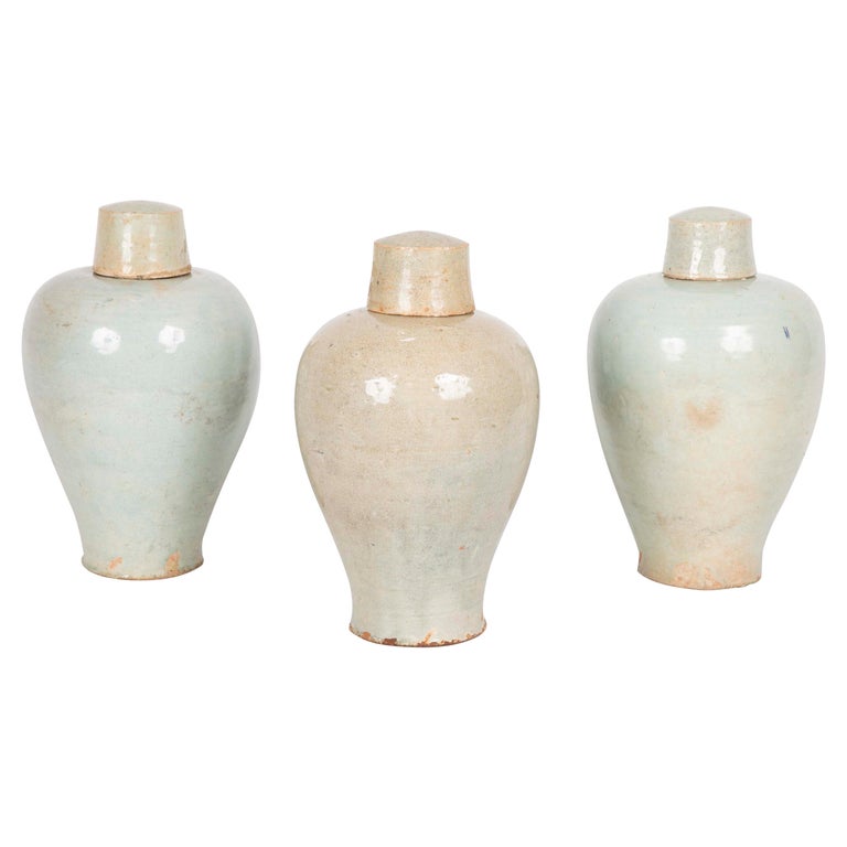 Three Qingbai Glazed Porcelain Covered Vases at 1stDibs