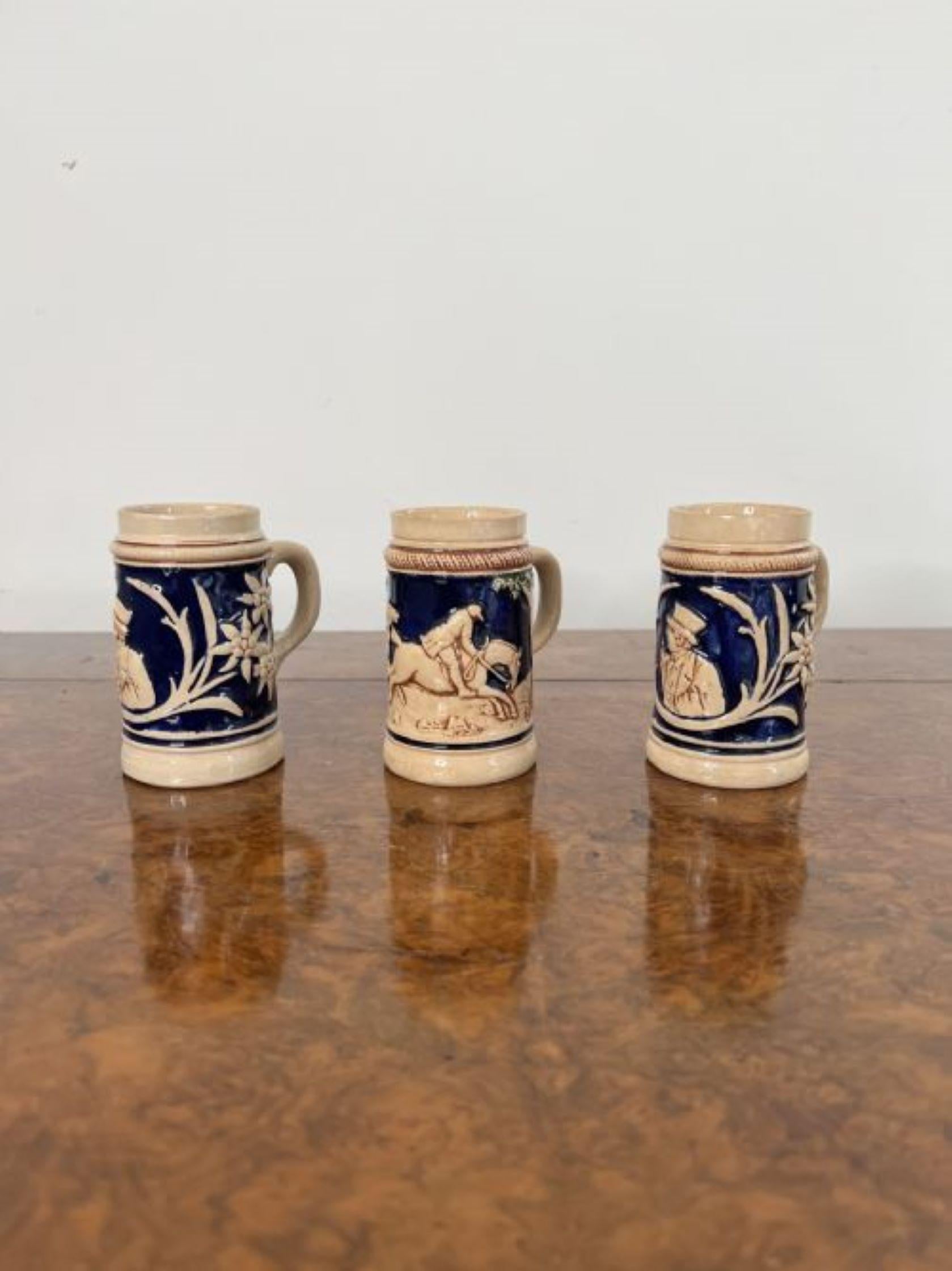 20th Century Three quality antique German steins  For Sale
