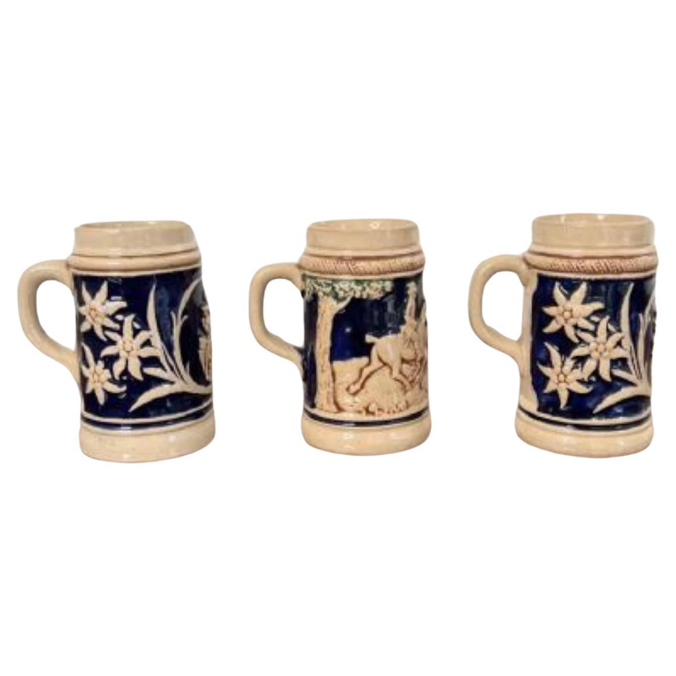 Three quality antique German steins  For Sale