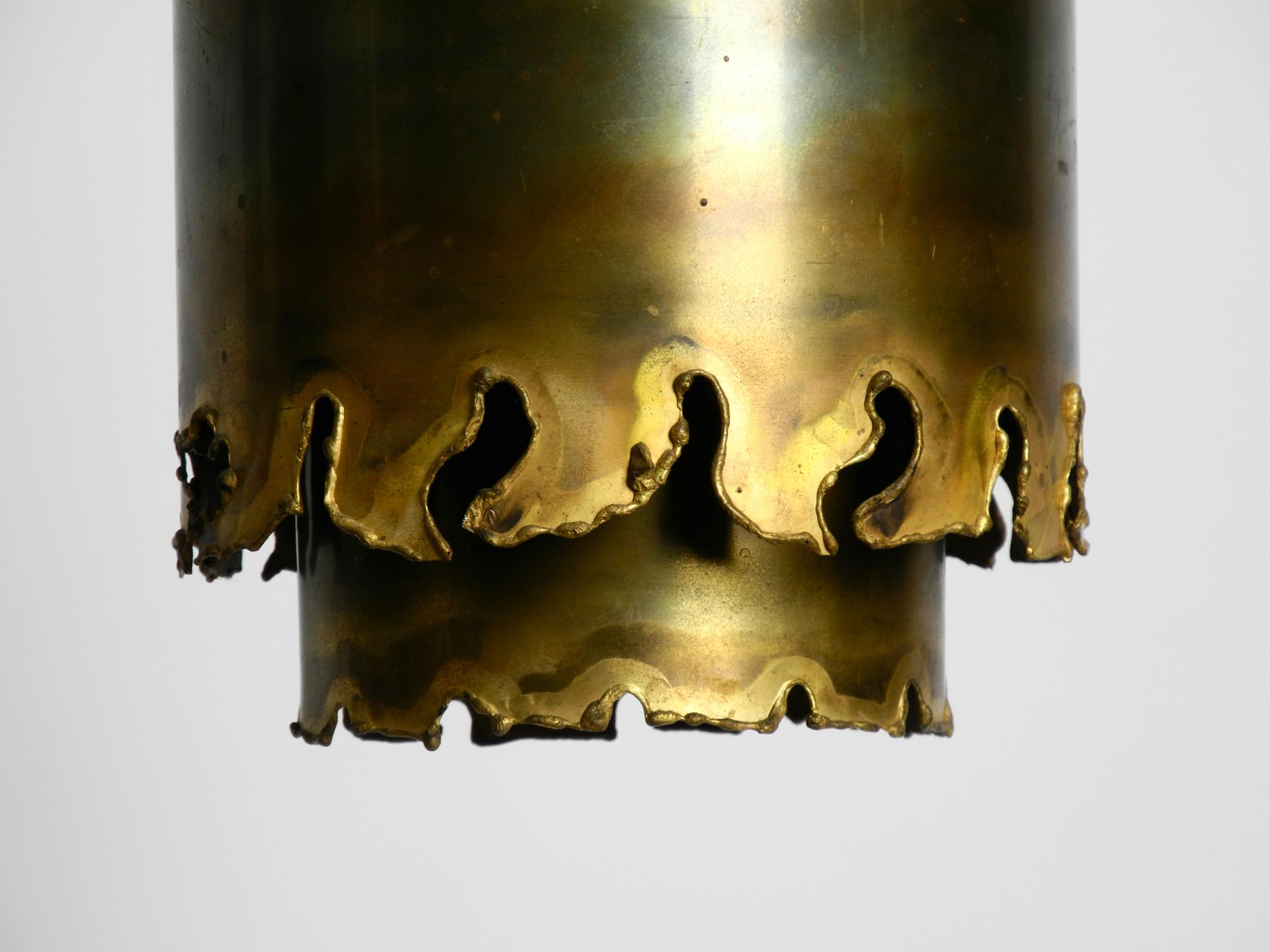 Three rare 1960s Danish brass pendant lamps by Holm Sørensen in Brutalist design For Sale 14