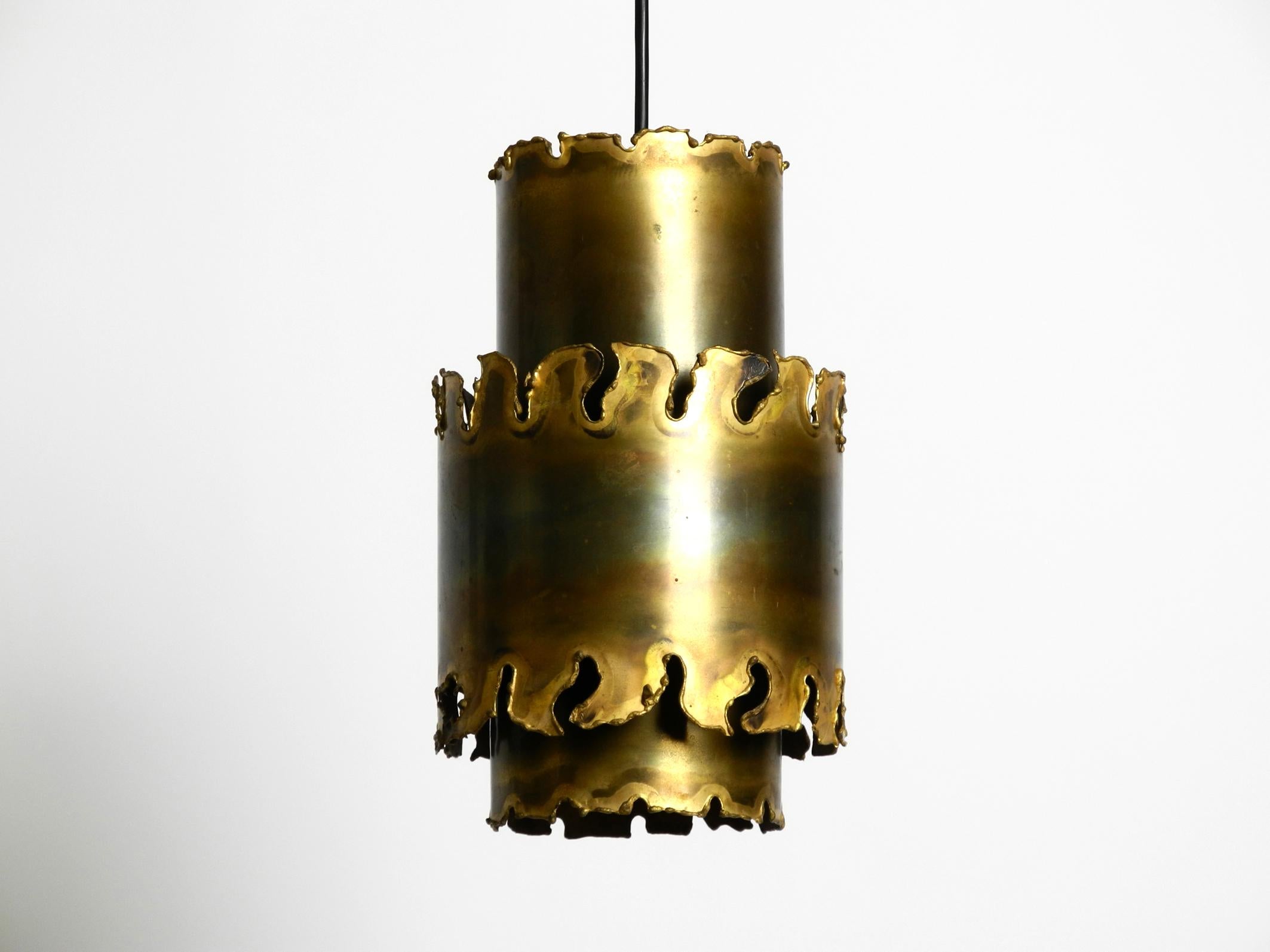 Mid-20th Century Three rare 1960s Danish brass pendant lamps by Holm Sørensen in Brutalist design For Sale