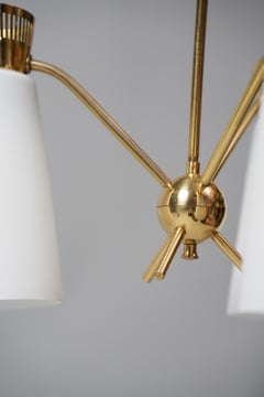 Rare Brass and Glass Pendant Model ER 106/3 by Itsu, 1950s