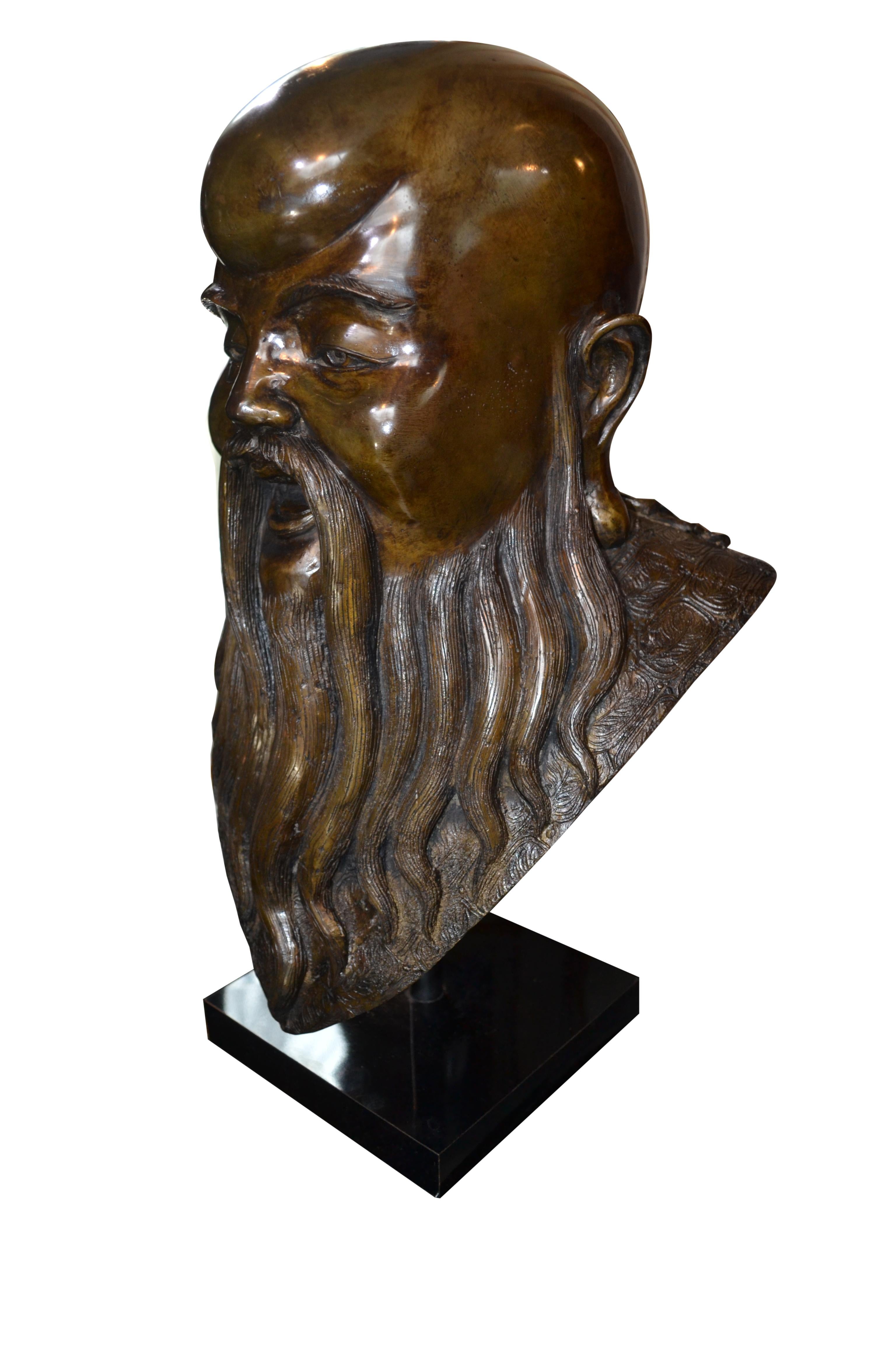 20th Century Rare Early 20 Century Bronze Busts of Three Chinese Deities Fu, Lu, Shou (福禄寿) For Sale