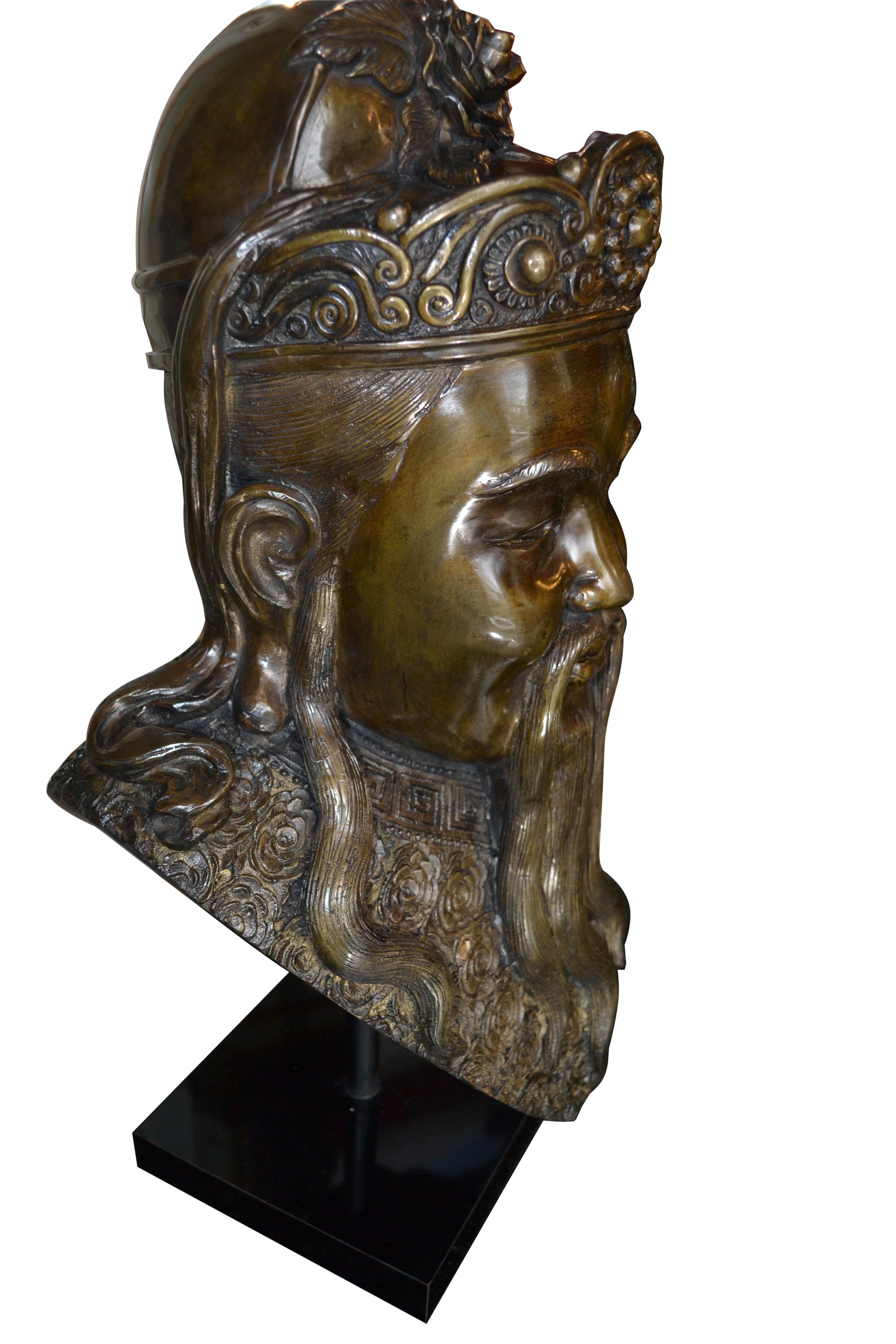 Rare Early 20 Century Bronze Busts of Three Chinese Deities Fu, Lu, Shou (福禄寿) For Sale 1