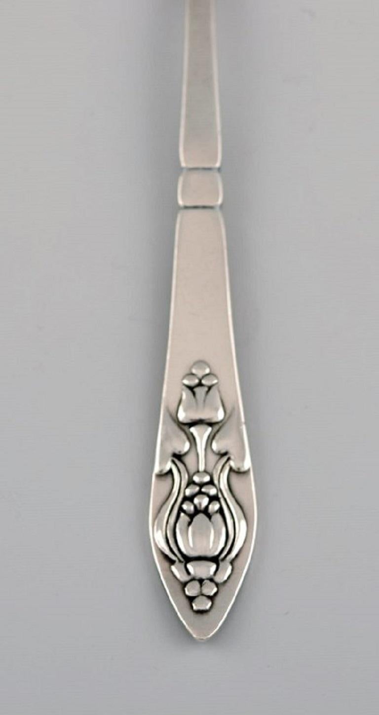 Art Nouveau Three Rare Georg Jensen Bell Silver Cold Meat Forks, 830S For Sale