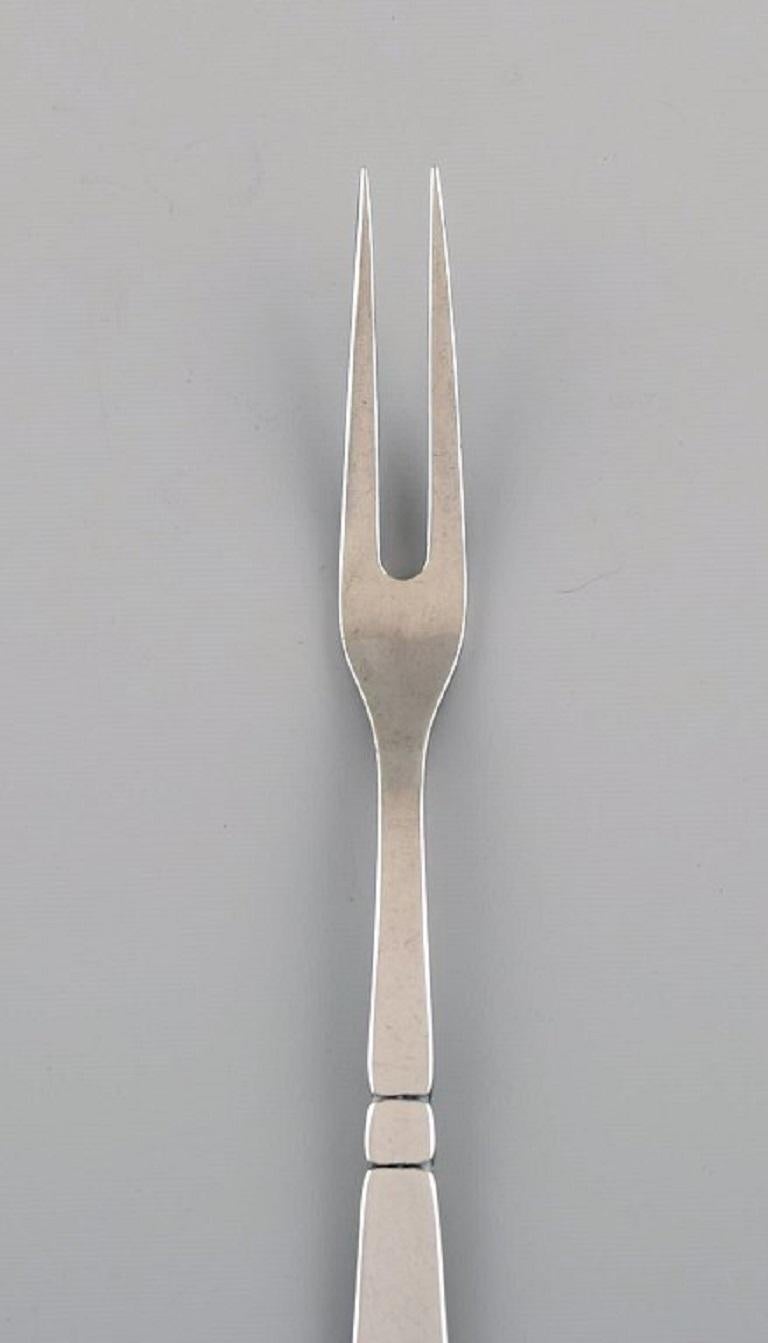 Danish Three Rare Georg Jensen Bell Silver Cold Meat Forks, 830S For Sale