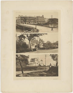 Three Rare Heliogravures on One Leaf of Kuala Lumpur, Malaysia in 1907