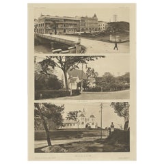 Drei seltene Heliogravuren auf einem Blatt von Kuala Lumpur, Malaysia, 1907