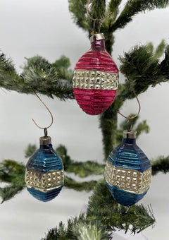 Three Rare Lampions Christmas Ornaments Vintage, German, 1910s
