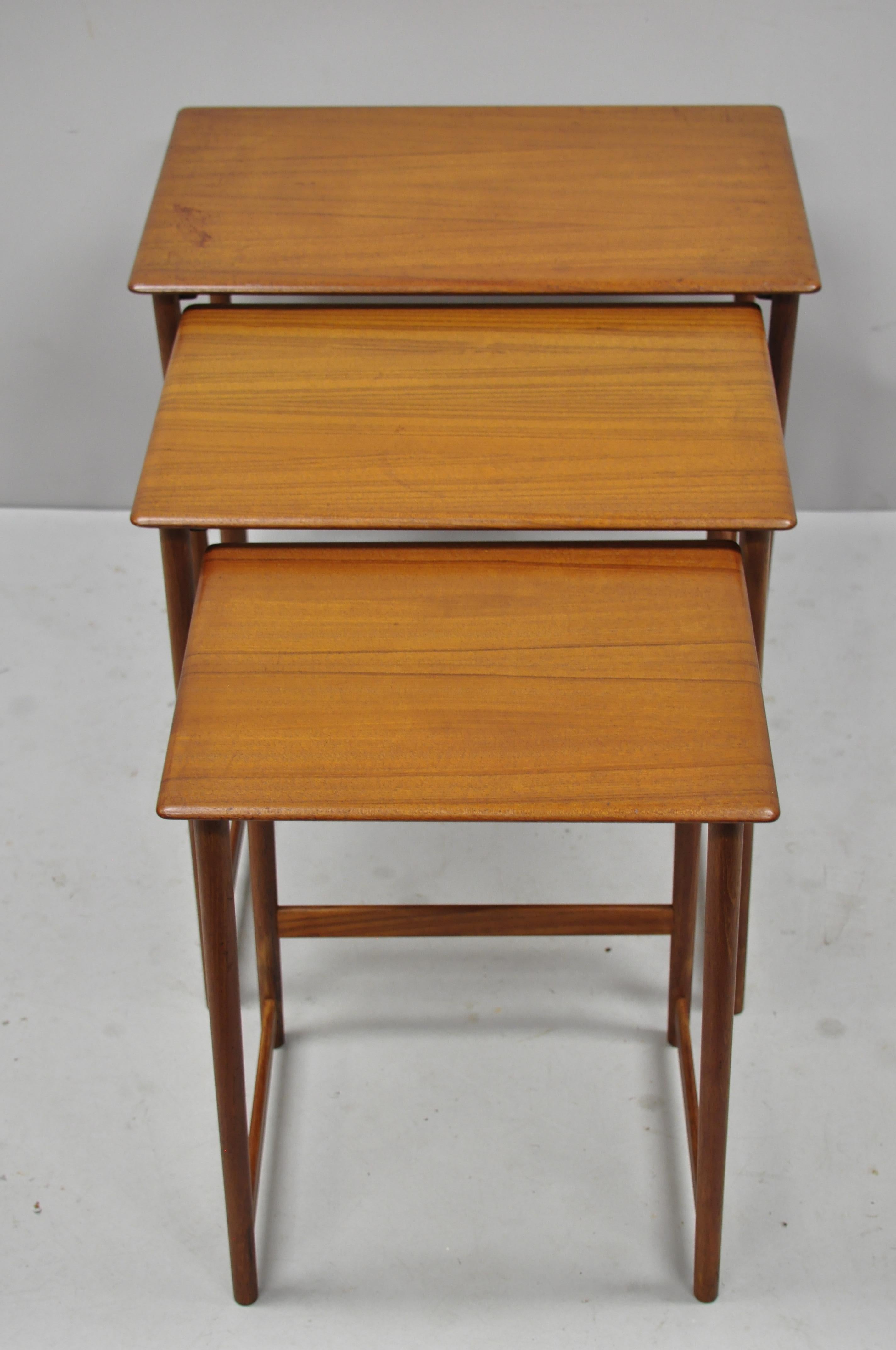 Three Rasmus Solberg Westnofa Midcentury Danish Modern Teak Nesting Side Table 6