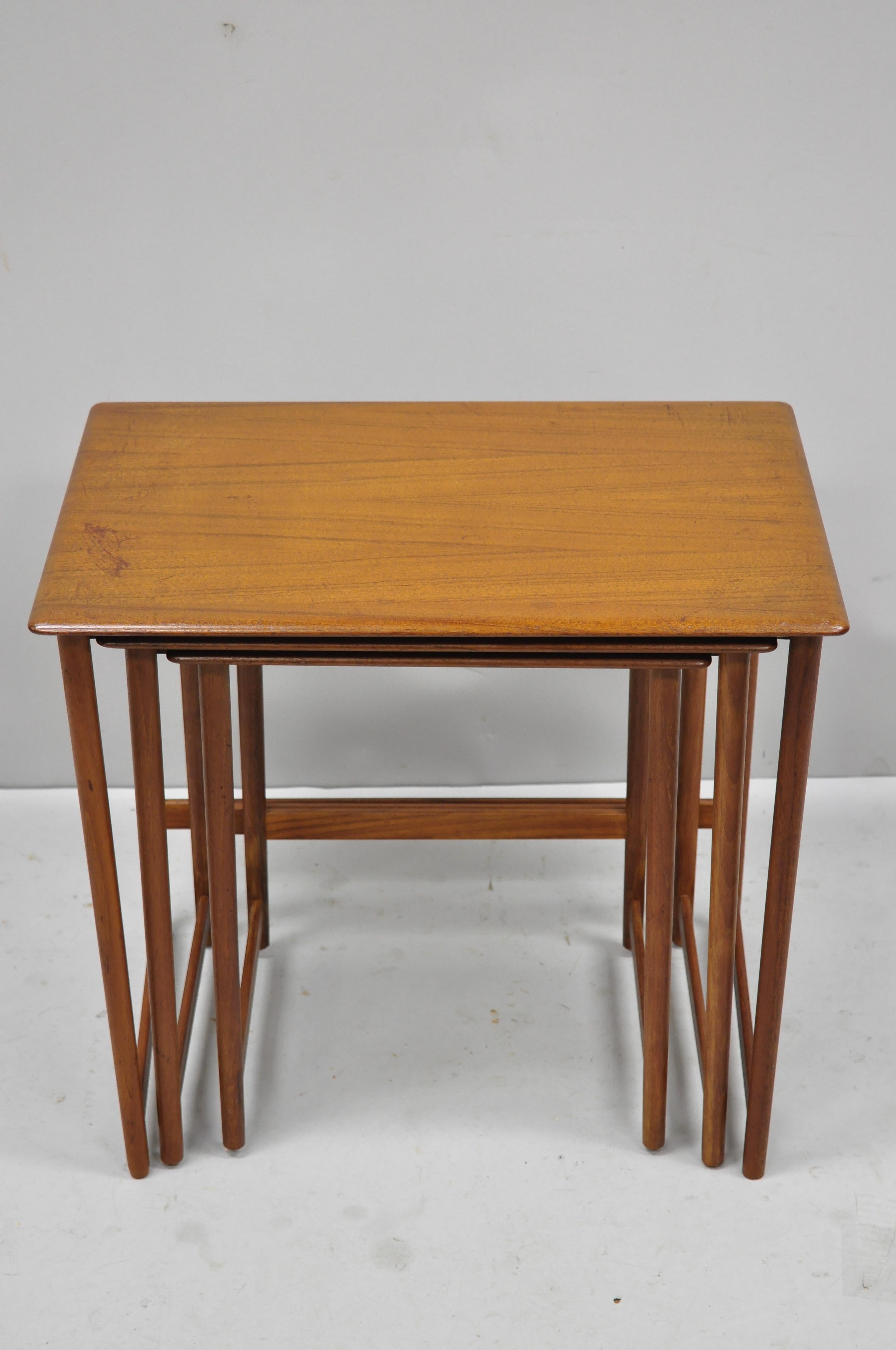 Mid-Century Modern Three Rasmus Solberg Westnofa Midcentury Danish Modern Teak Nesting Side Table