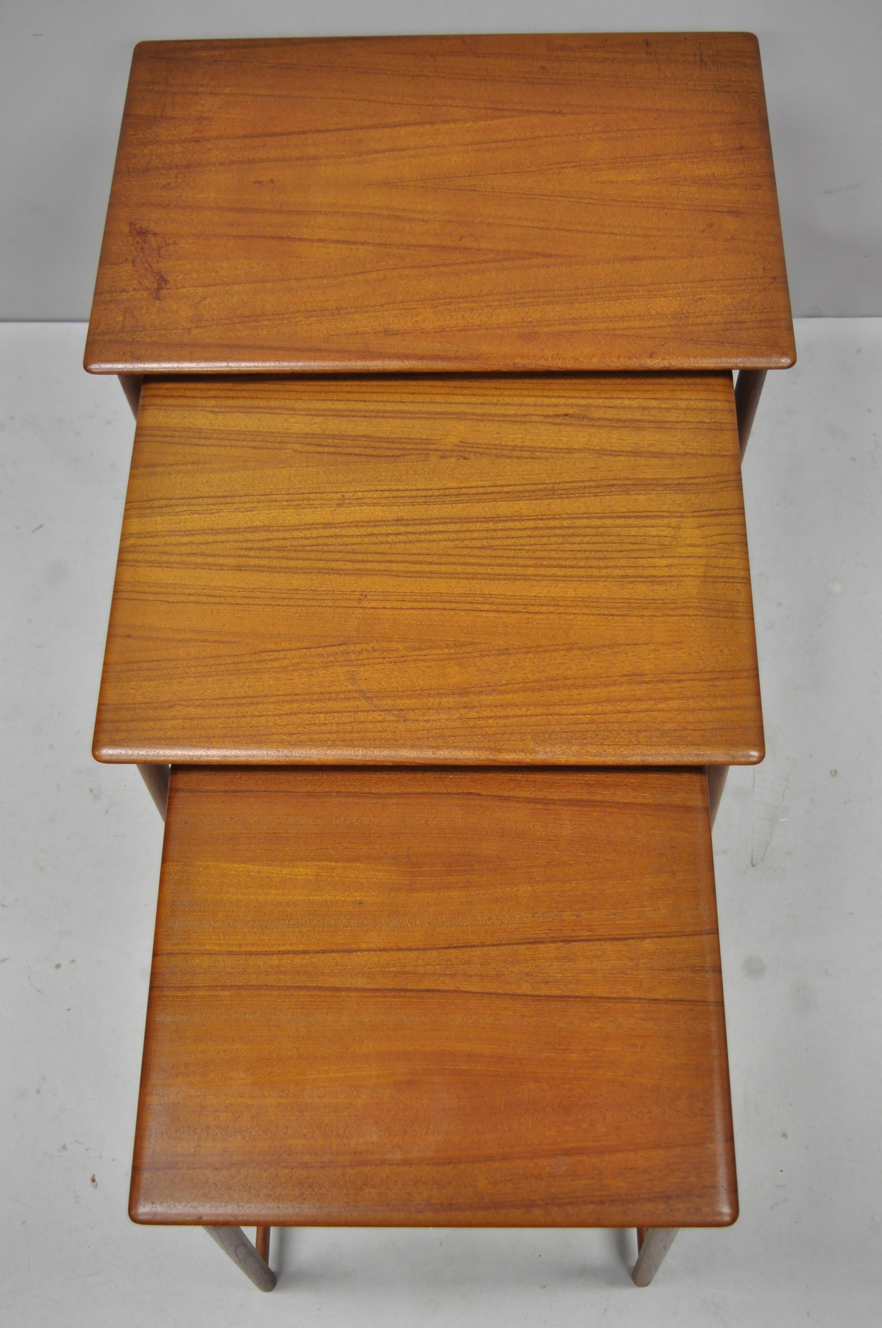 Norwegian Three Rasmus Solberg Westnofa Midcentury Danish Modern Teak Nesting Side Table