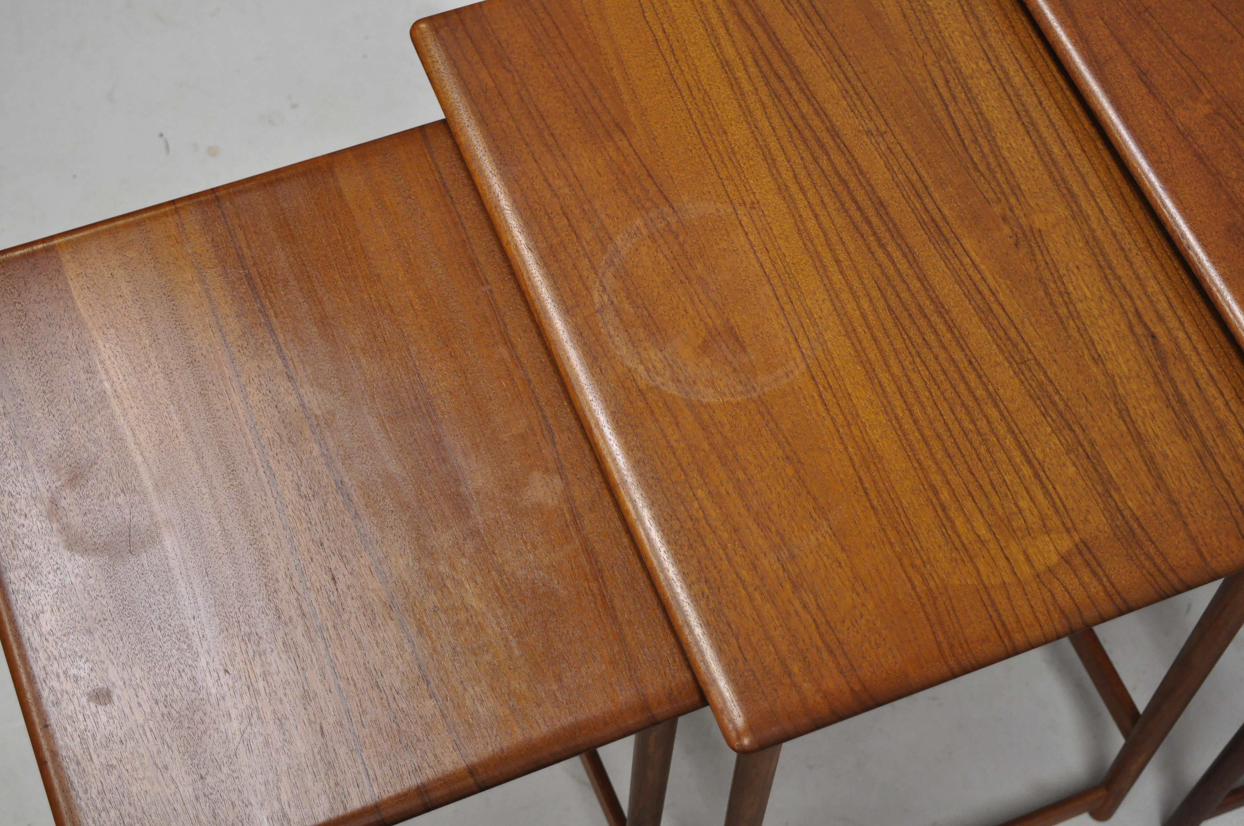 Three Rasmus Solberg Westnofa Midcentury Danish Modern Teak Nesting Side Table 2