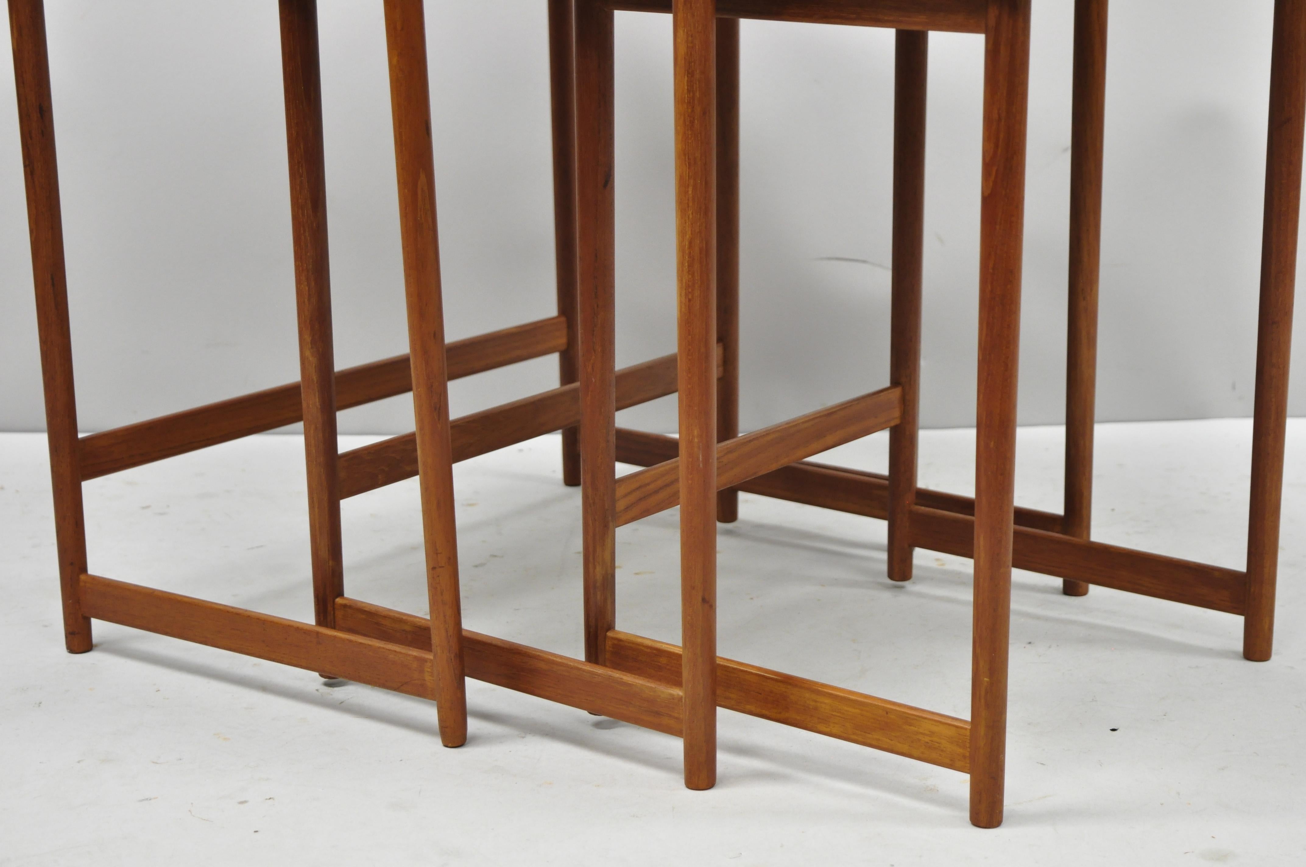 Three Rasmus Solberg Westnofa Midcentury Danish Modern Teak Nesting Side Table 3