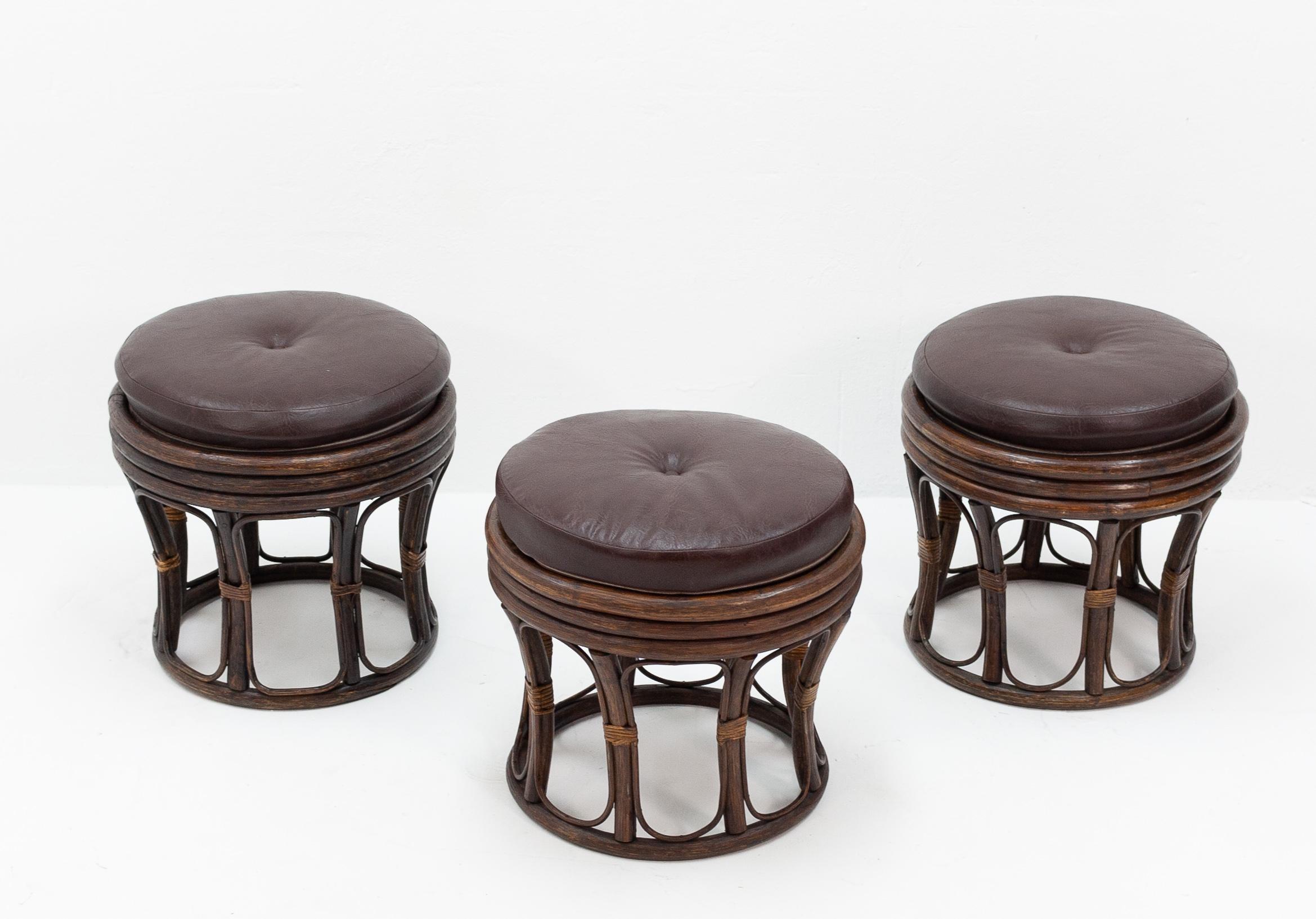 Dutch Three Rattan Stools