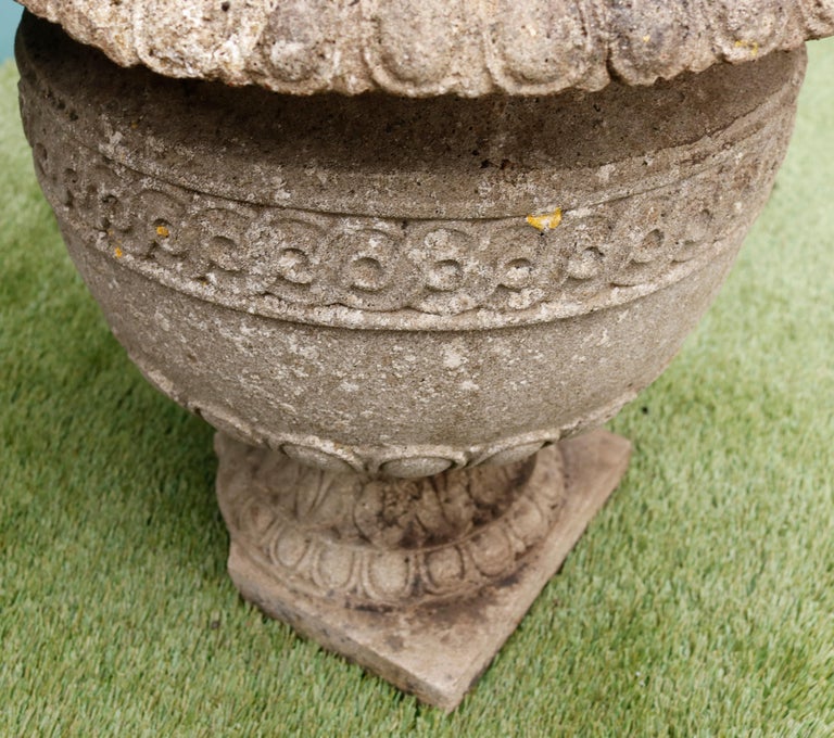 Three Reclaimed Stone Garden Urns For Sale at 1stDibs