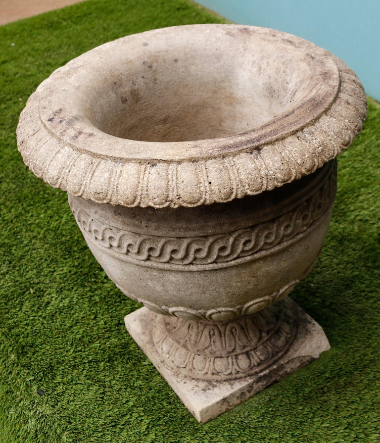 Three Reclaimed Stone Garden Urns For Sale at 1stDibs