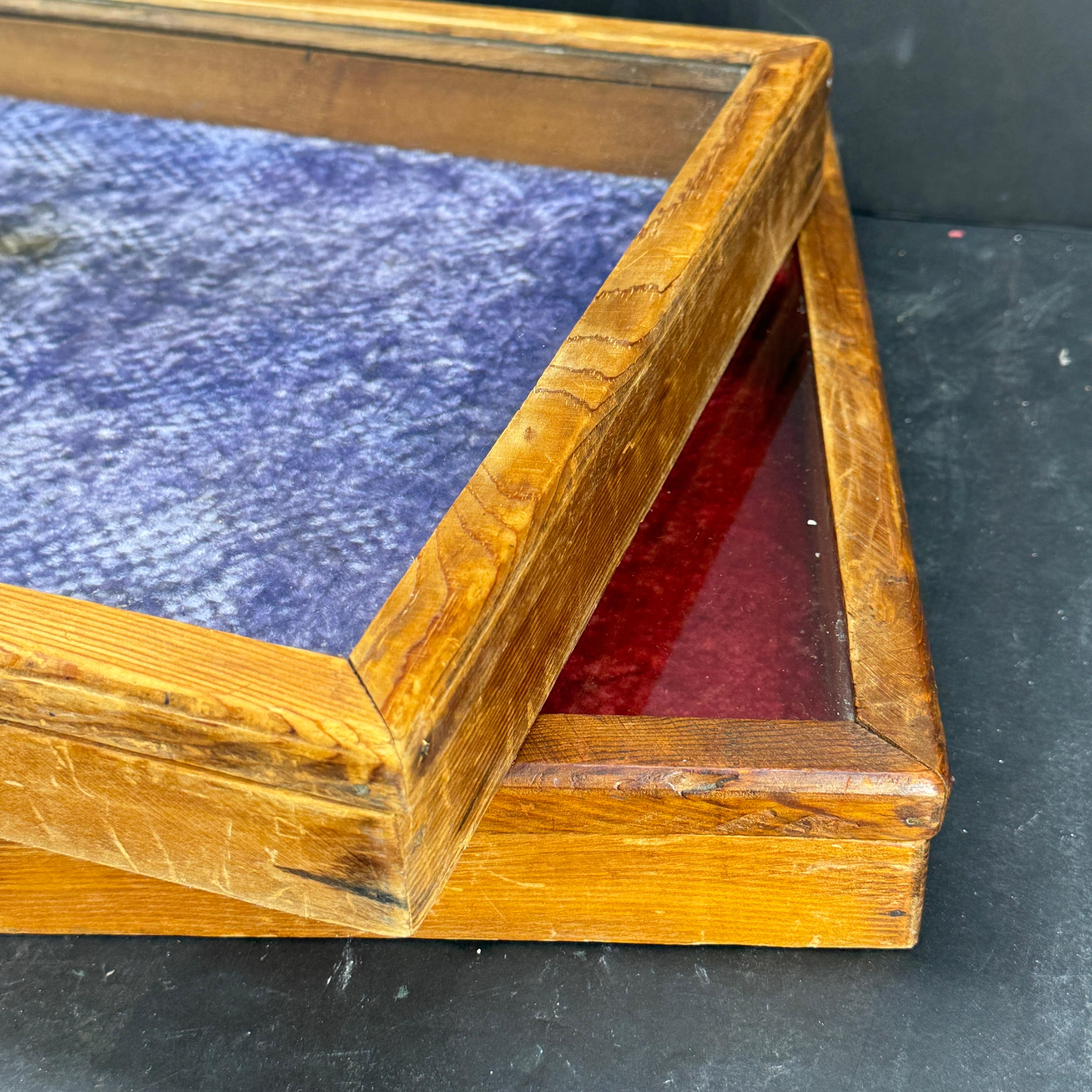 Three Rectangular Wood Glass Table Display Cabinets Vitrines In Good Condition In Haddonfield, NJ