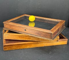 Three Rectangular Wood Glass Table Display Cabinets Vitrines