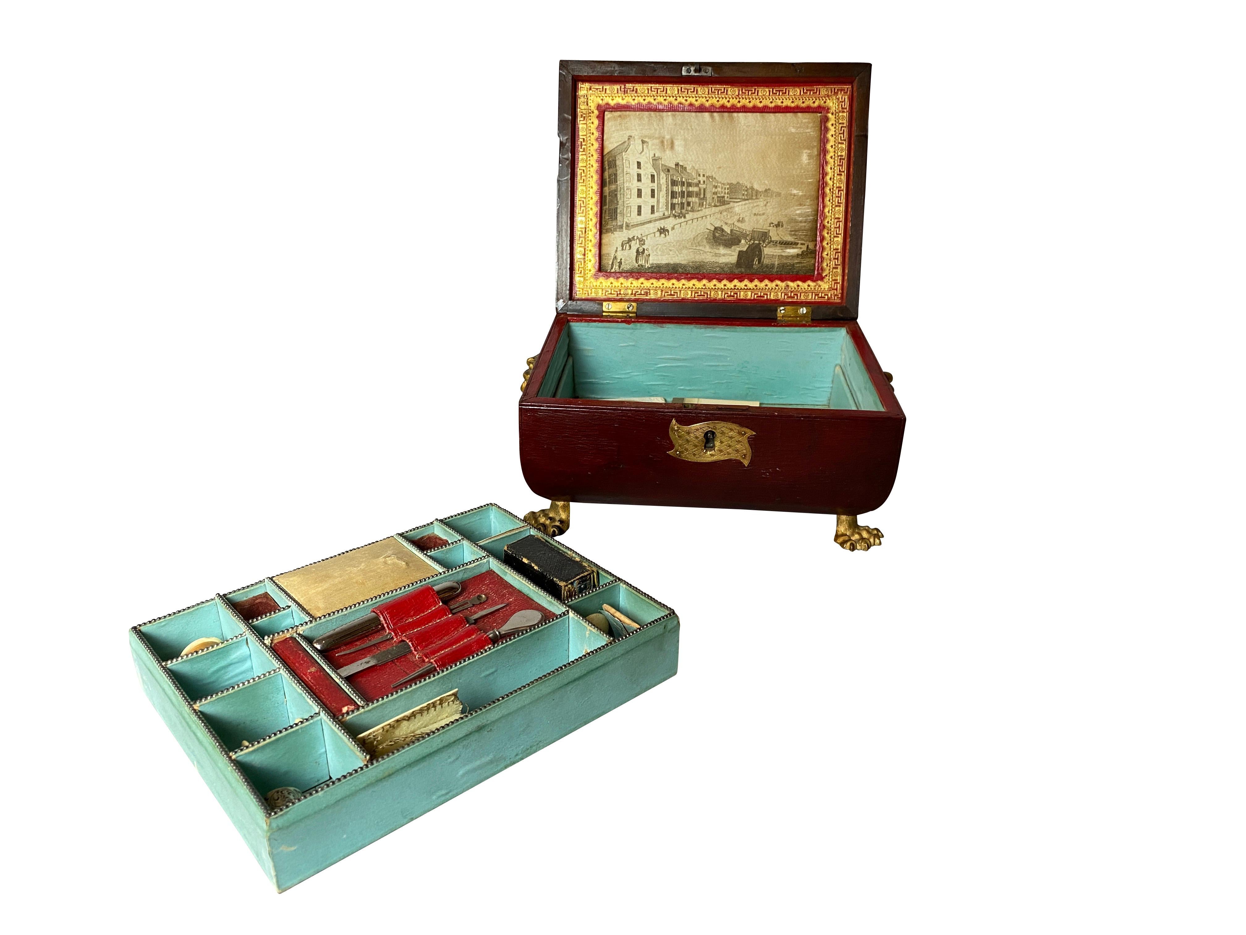 Three Regency Red Leather Boxes 6