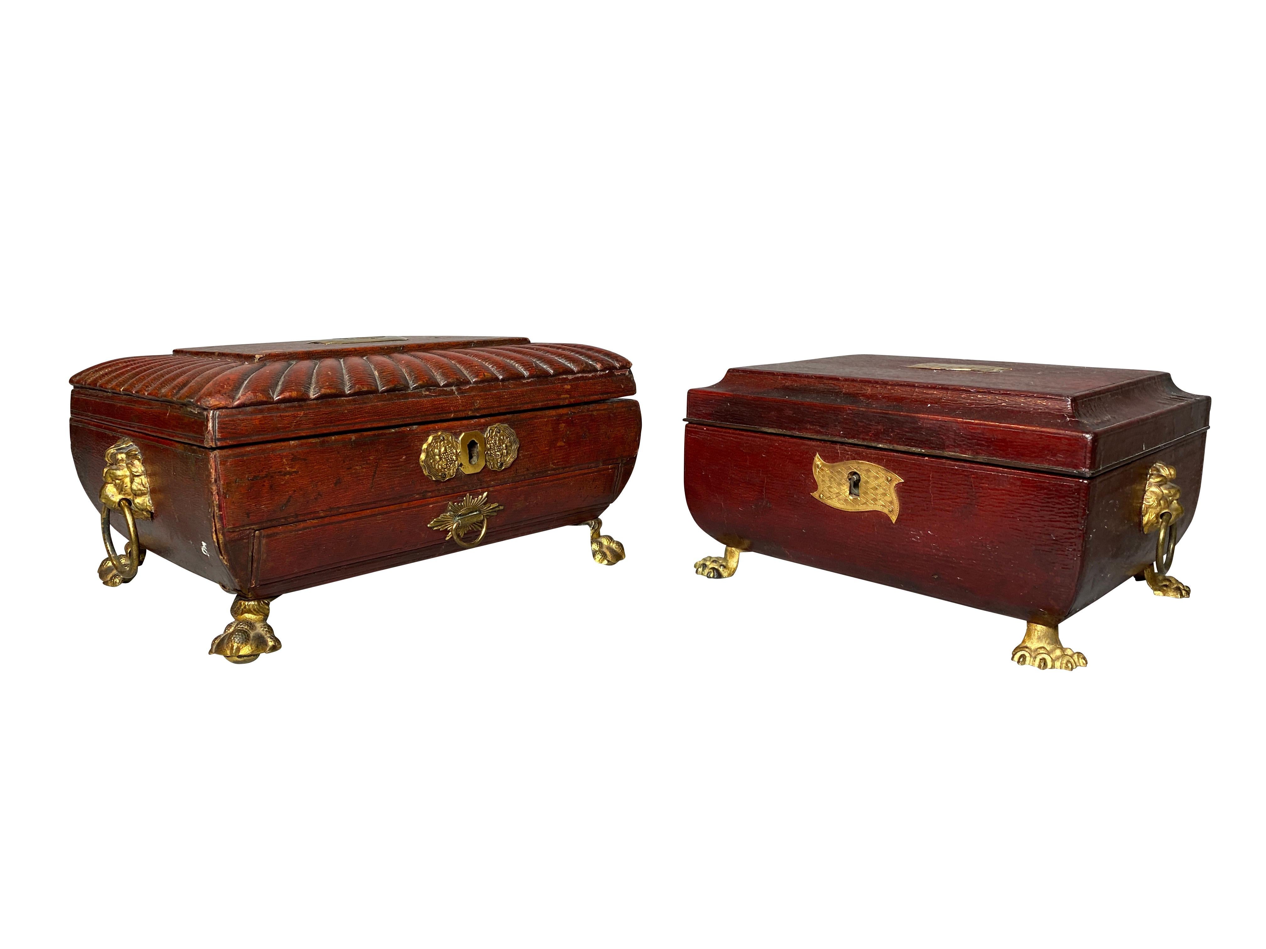 Each with a fitted interior, gilt bronze mounts.