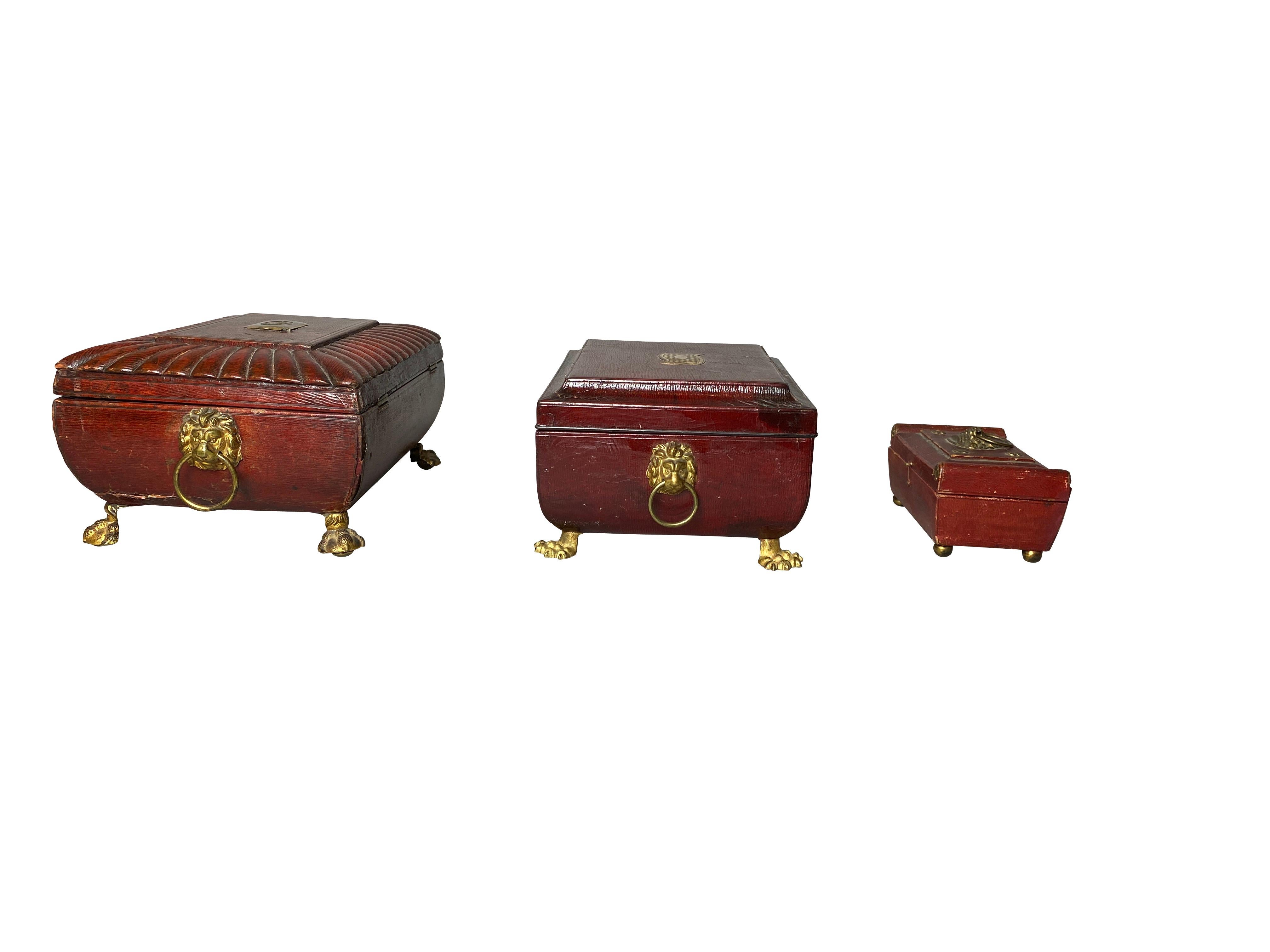 Three Regency Red Leather Boxes 2