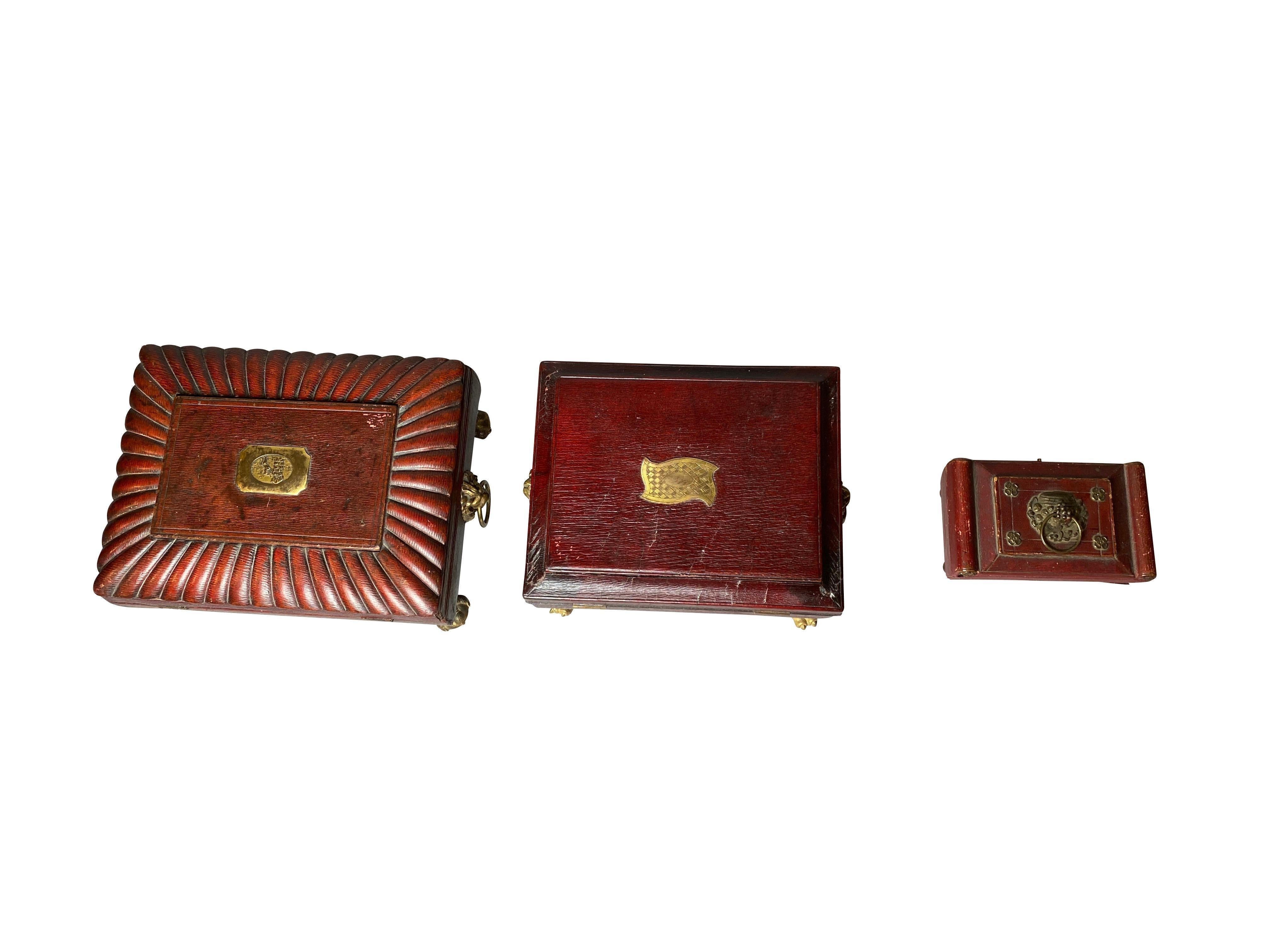 Three Regency Red Leather Boxes 3