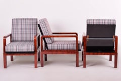 Three Restored Art Deco Armchairs, Made in 1930s Czechia, Adjustable, Rosewood