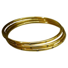 Tre braccialetti in argento placcati in oro con diamanti naturali taglio rosa in stile retrò