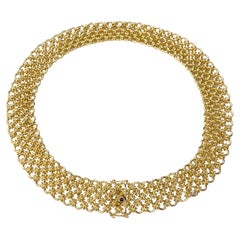 "Three-Ring Circlet" Chain Link Collar Necklace in 18K Gold, French Circa 2000
