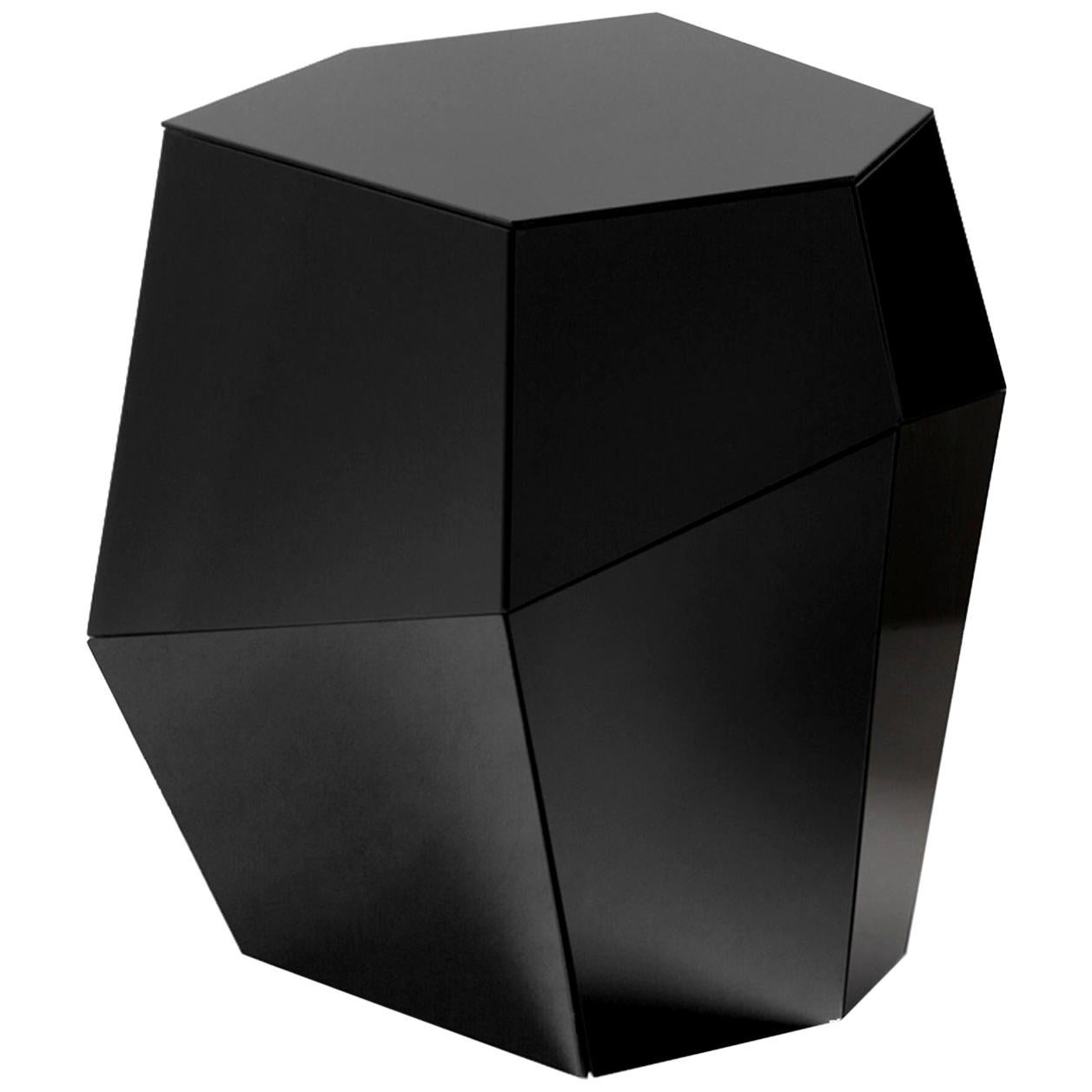 Three Rocks High Side Table, Black Glass, InsidherLand by Joana Santos Barbosa