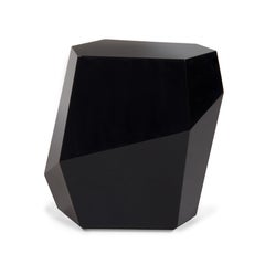 Organic geometric black lacquered Three Rocks high side table by InsidherLand