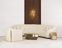 Organic geometric bronze mirror Three Rocks high side table by InsidherLand