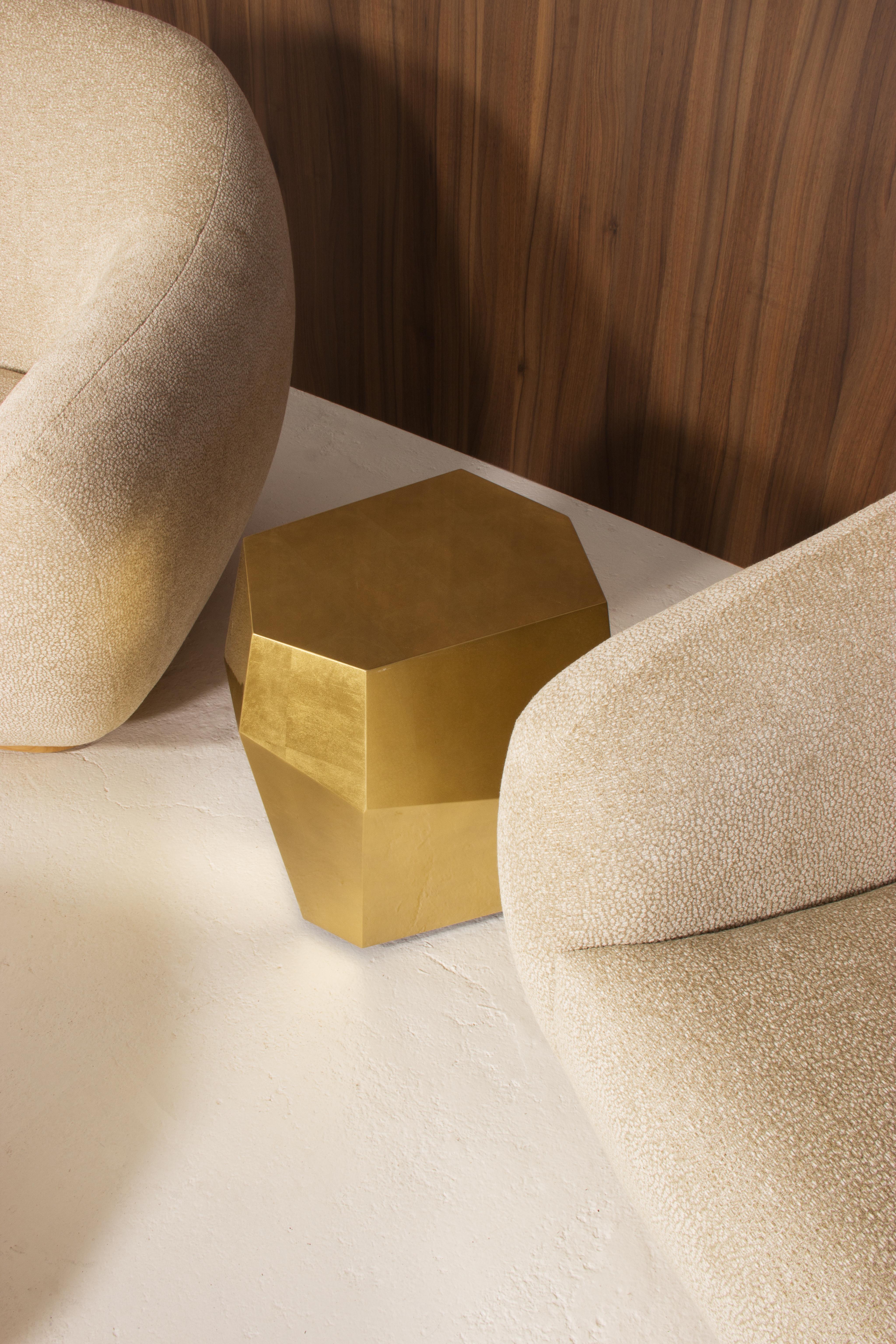 Modern Three Rocks High Side Table, Gold Leaf, InsidherLand by Joana Santos Barbosa For Sale
