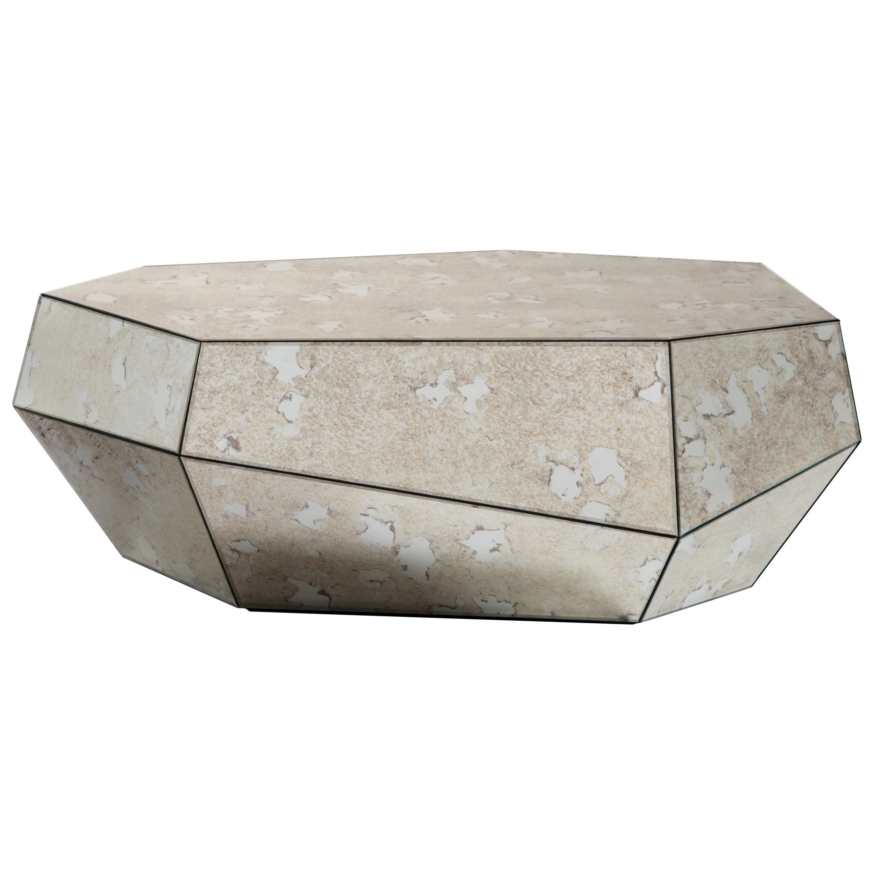 Three Rocks Low Coffee Table, Aged Mirror, InsidherLand by Joana Santos Barbosa