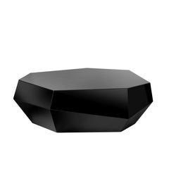 Organic geometric black glass Three Rocks low coffee table by InsidherLand