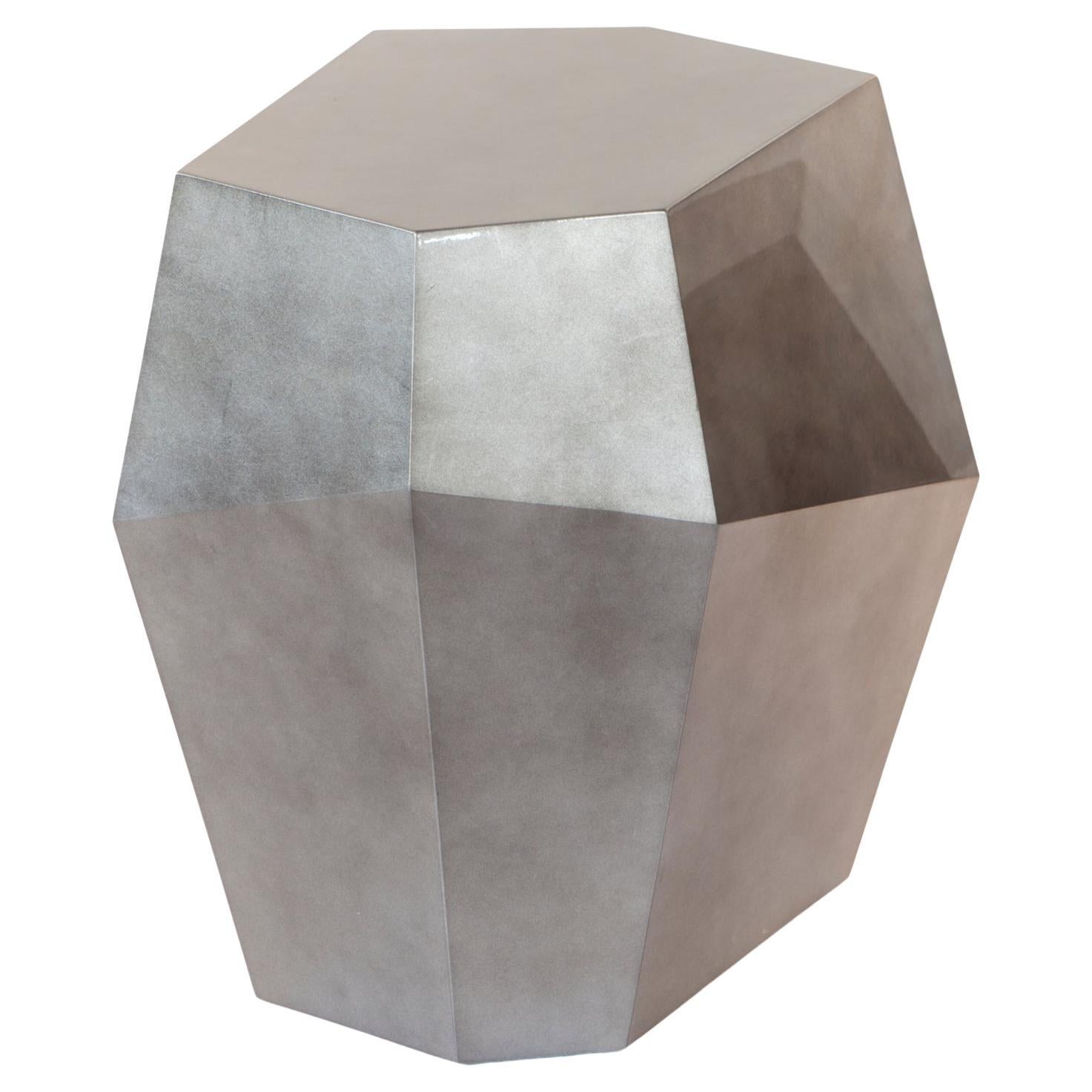 Three Rocks Side Table, Aged Silver Leaf, InsidherLand by Joana Santos Barbosa