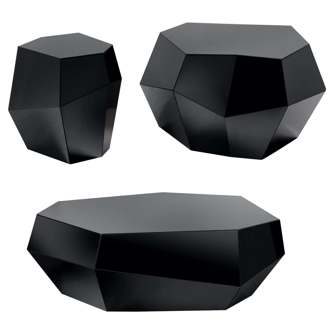 Three Rocks Tables 'Set of 3', Black Glass, Insidherland by Joana ...