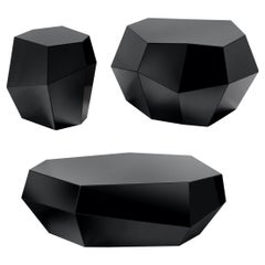 Three Rocks Tables 'Set of 3', Black Glass, InsidherLand by Joana Santos Barbosa