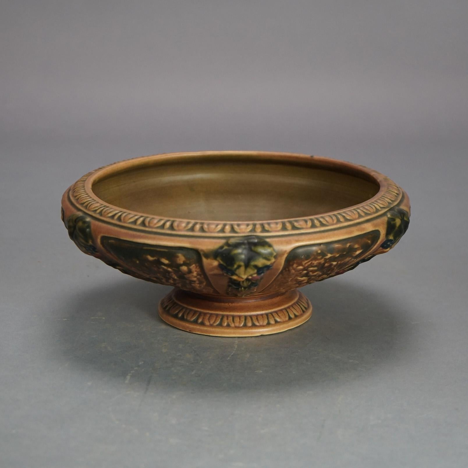 American Three Roseville Art Pottery Pieces, Florentine in Brown, Signed, Early 20thC