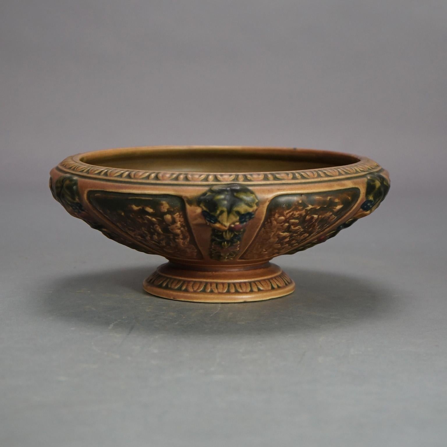 20th Century Three Roseville Art Pottery Pieces, Florentine in Brown, Signed, Early 20thC