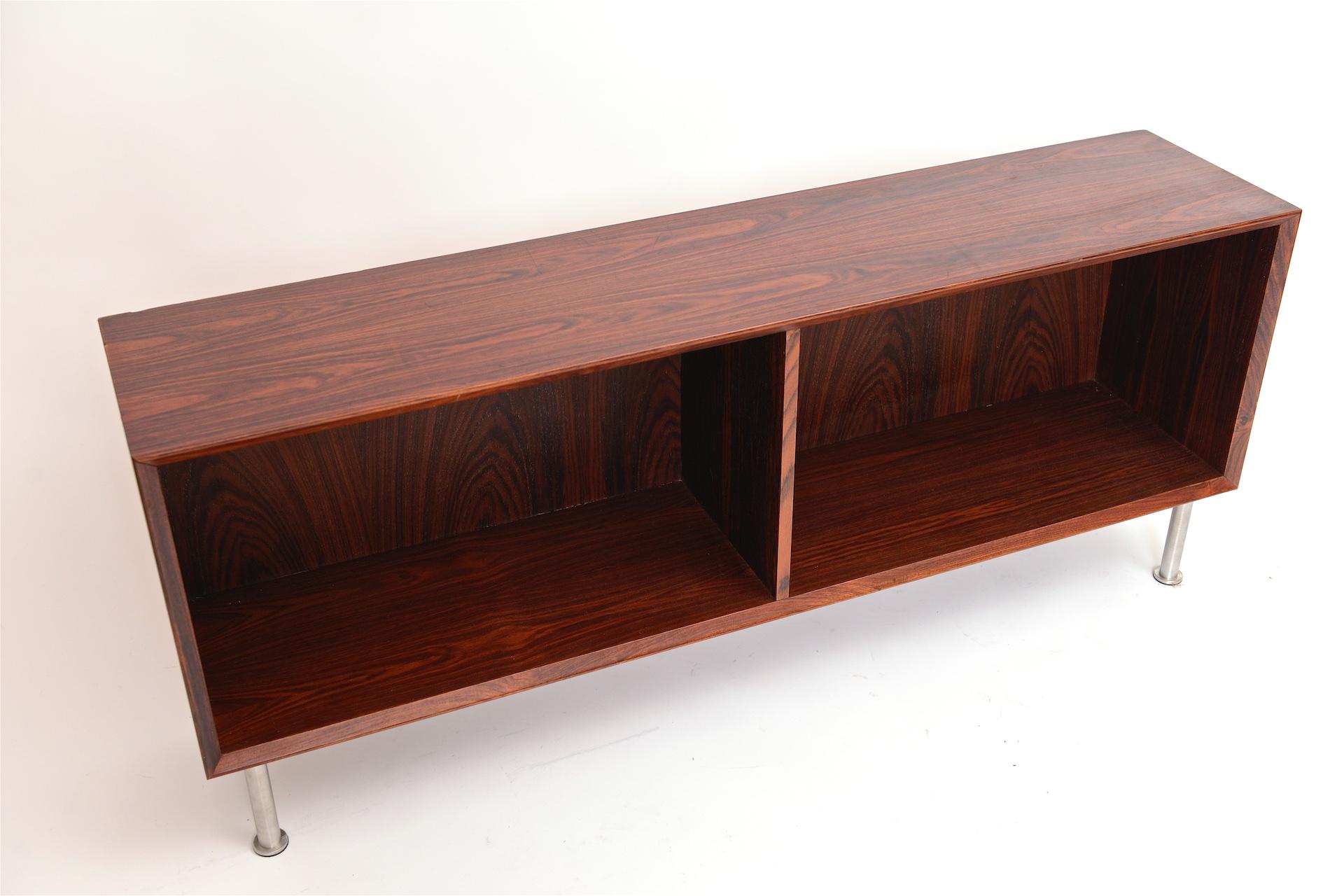 Mid-Century Modern Three Rosewood and Chrome Open Cabinets, circa 1970 For Sale
