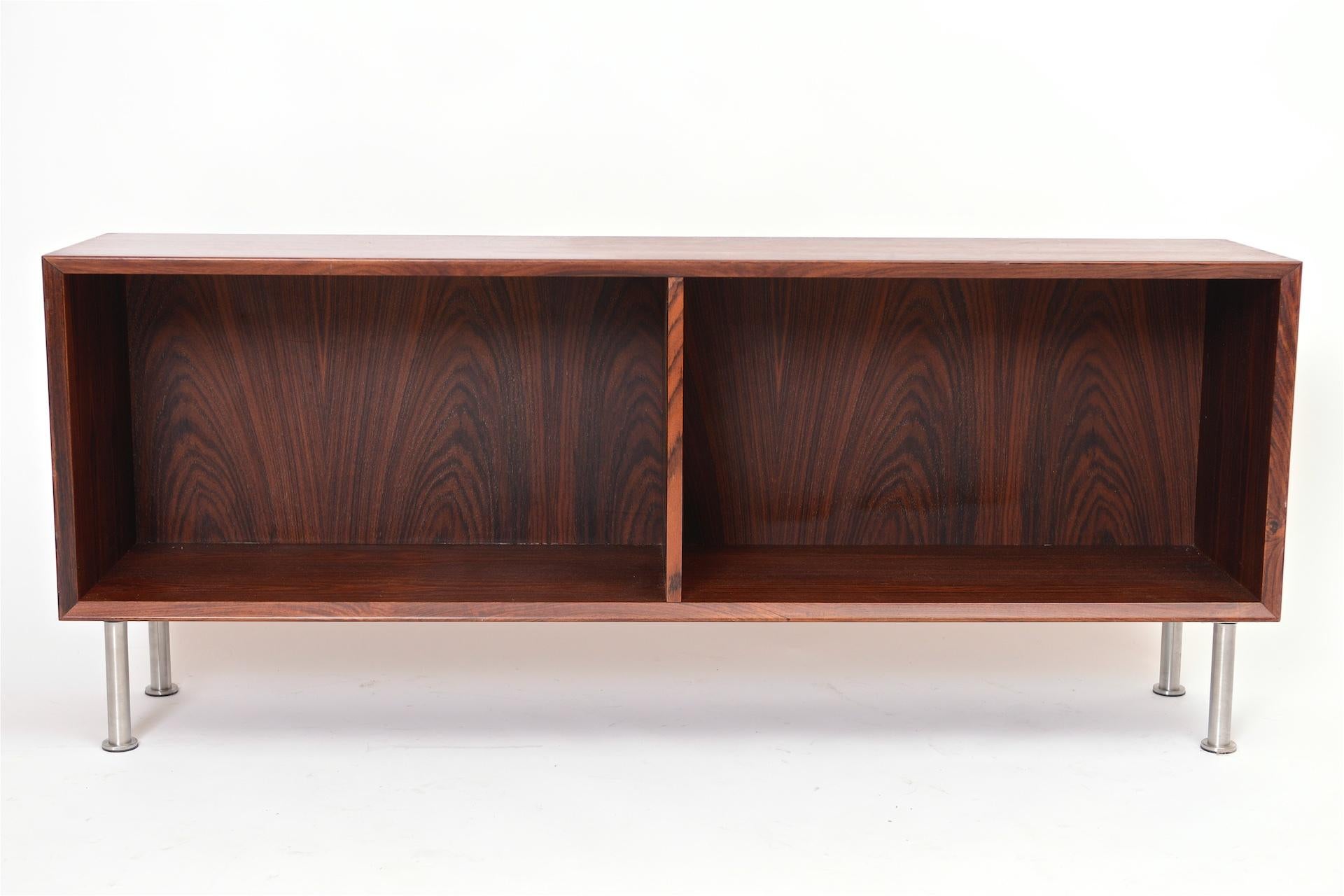 British Three Rosewood and Chrome Open Cabinets, circa 1970 For Sale