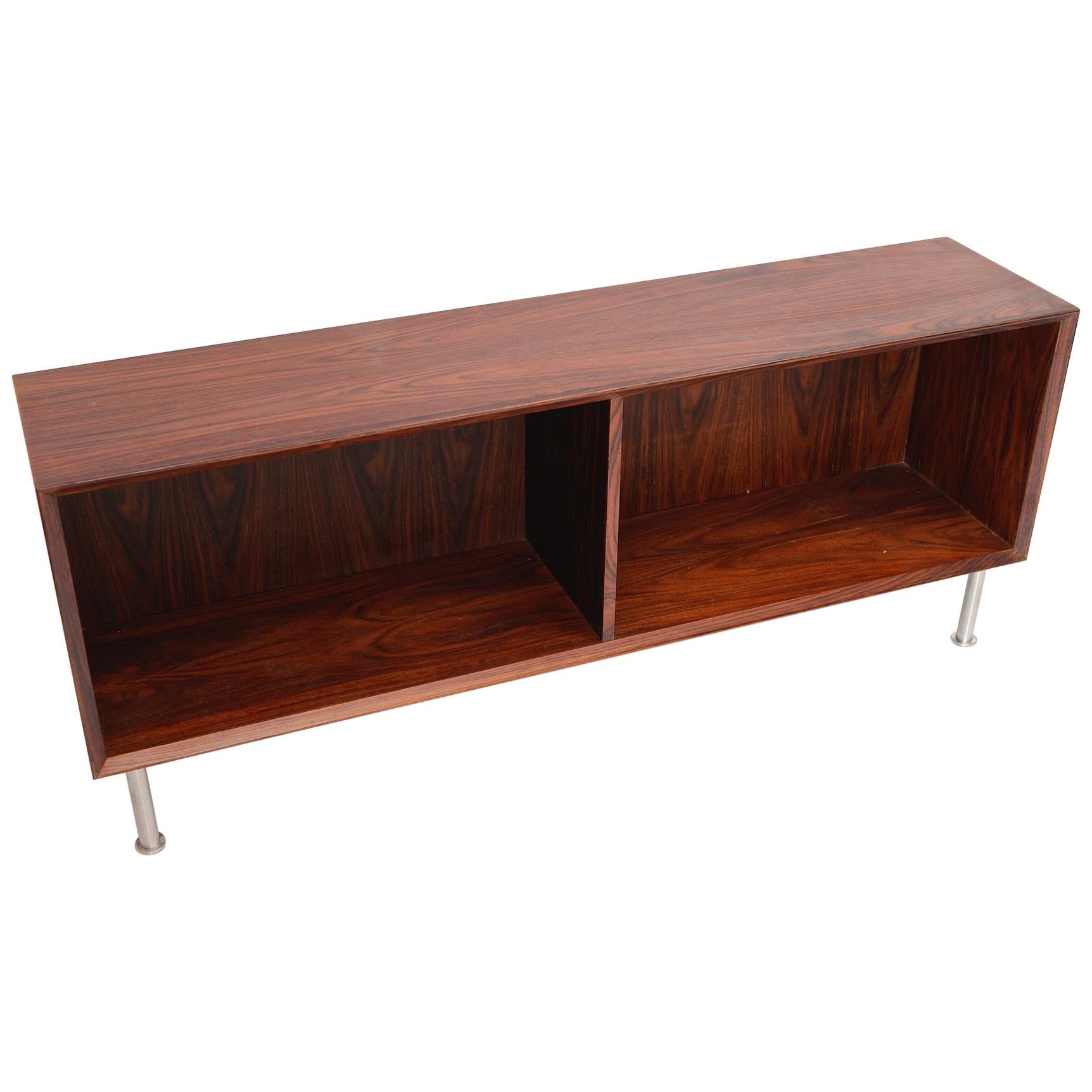 Three Rosewood and Chrome Open Cabinets, circa 1970