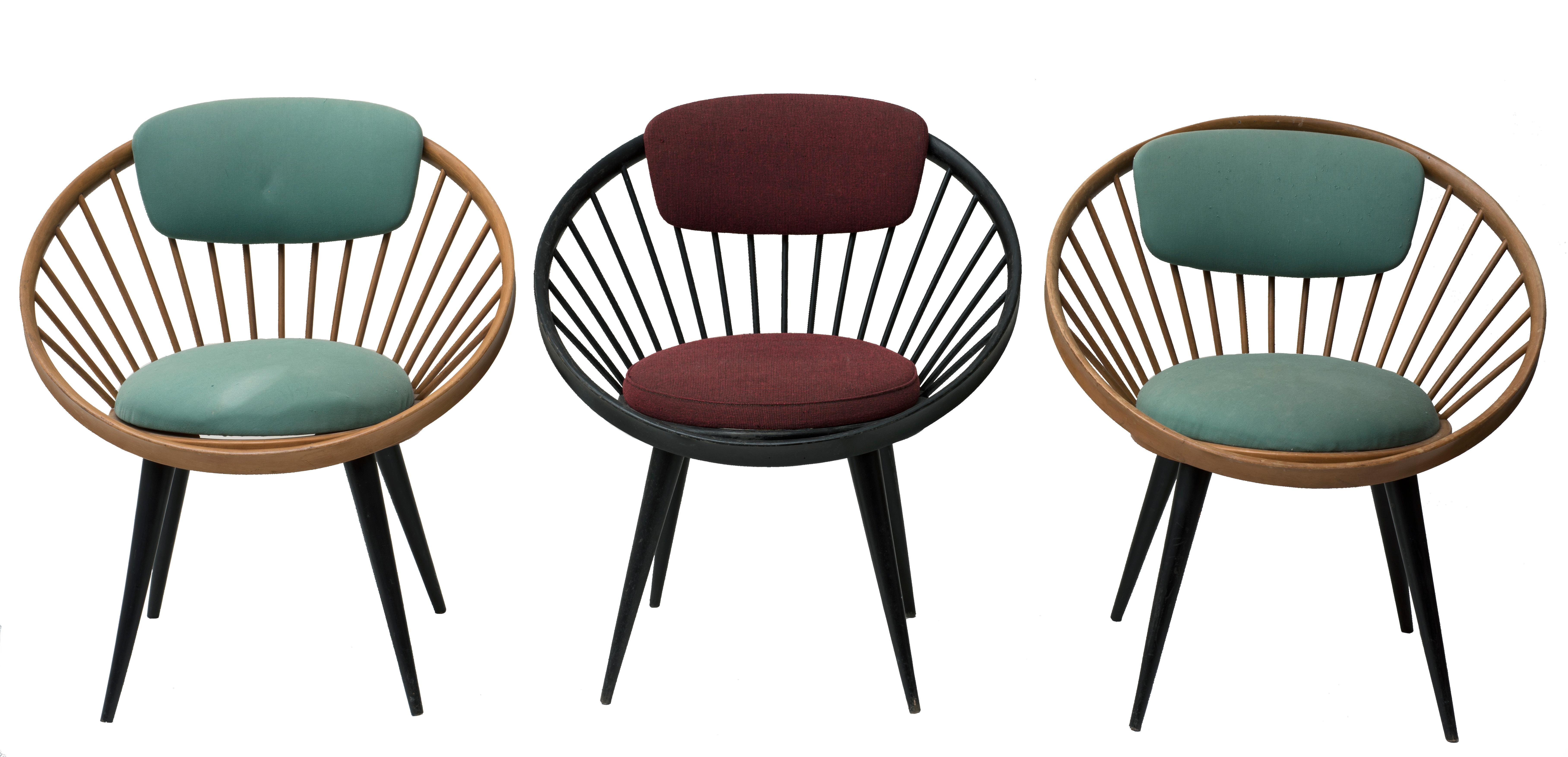 Three Round Lounge Chairs by Yngve Ekström, Italy, 1960s In Good Condition In Roma, IT