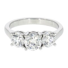 Three Rounds Diamond Platinum Engagement Ring